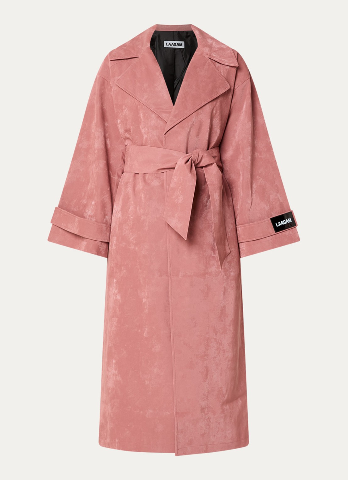 Laagam Janina trenchcoat met strikceintuur - voorkant oudroze