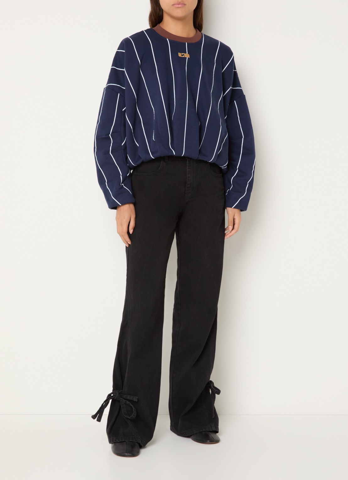 Laagam Kelly sweater met streepprint - voorkant 4 donkerblauw