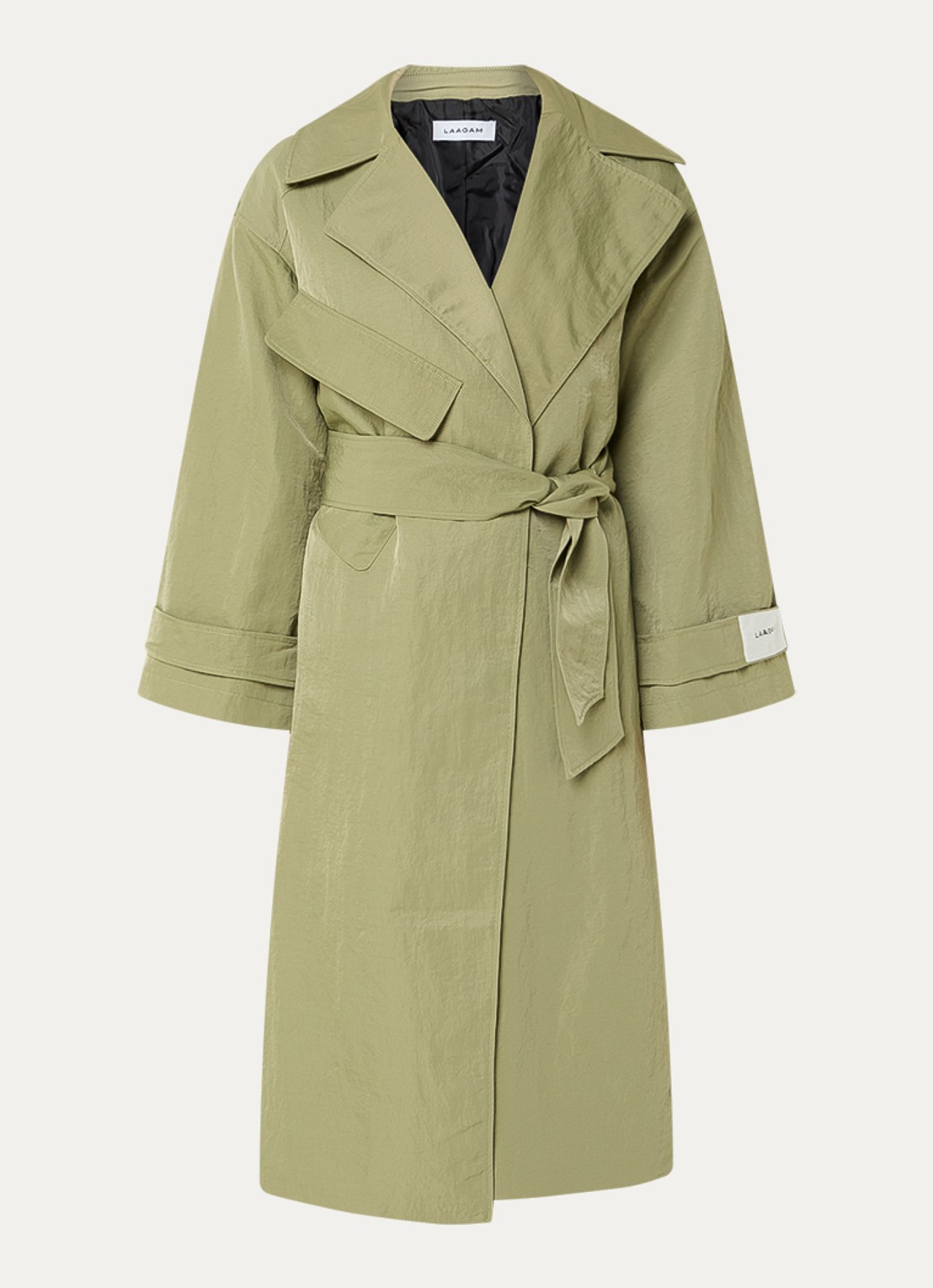 Laagam Londres trenchcoat met borstzak - voorkant mosgroen