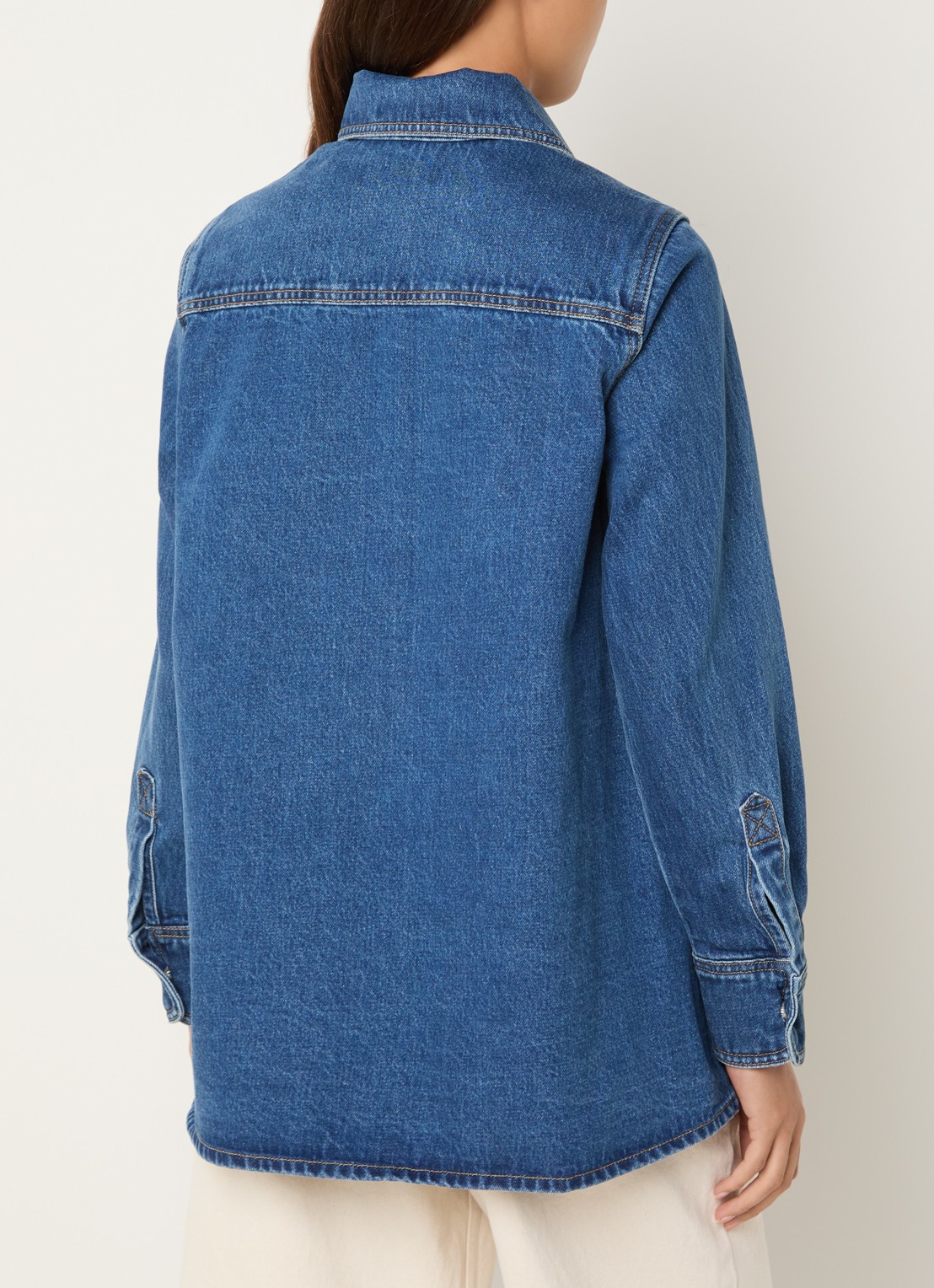 Laagam No Boyfriend blouse van denim met opgestikte zakken - achterkant 4 indigo
