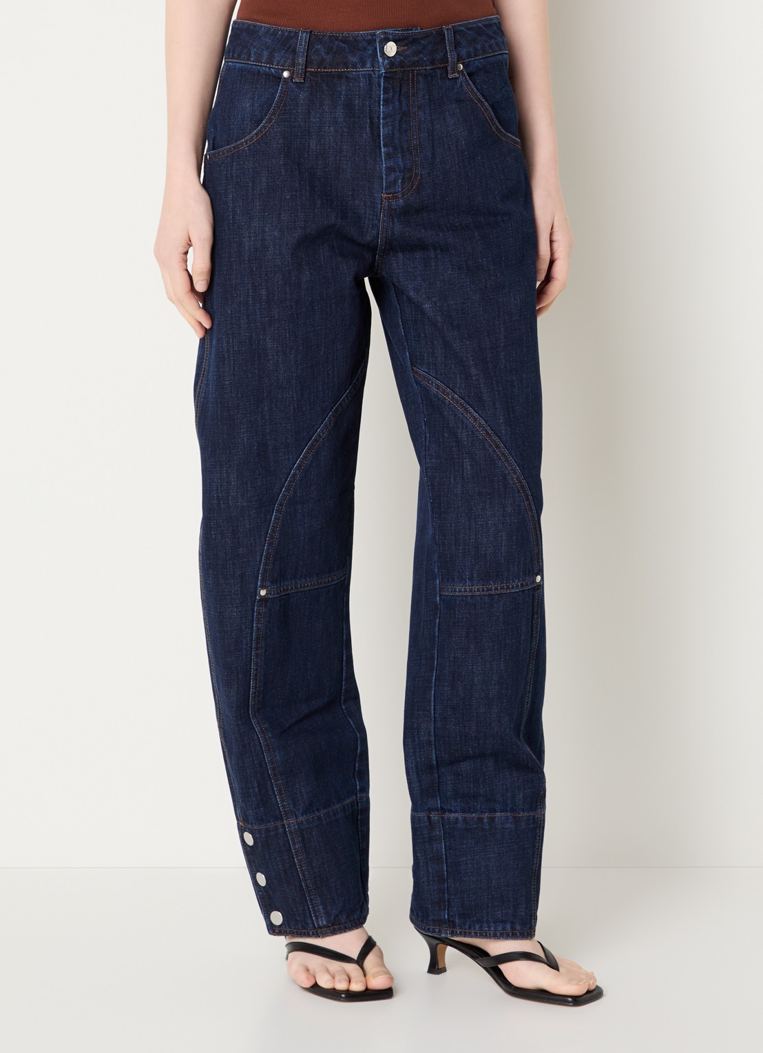 Laagam Noho high waist balloon fit jeans met donkere wassing - detail 4 indigo