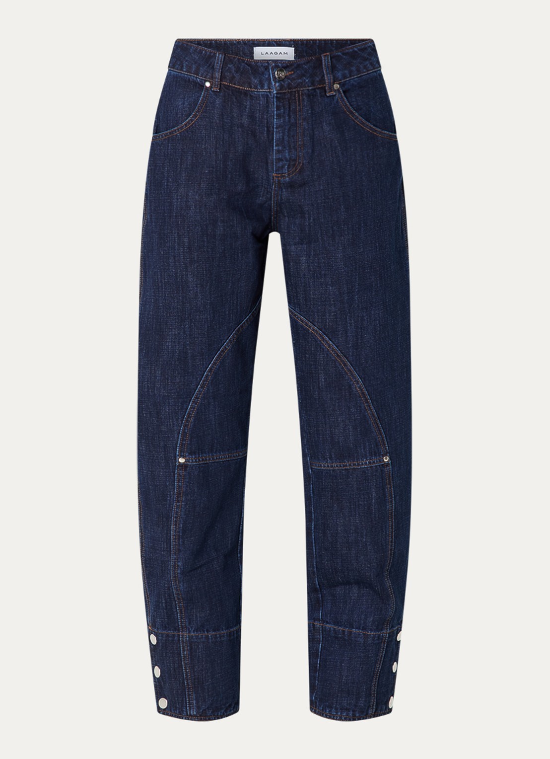 Laagam Noho high waist balloon fit jeans met donkere wassing - voorkant 2 indigo
