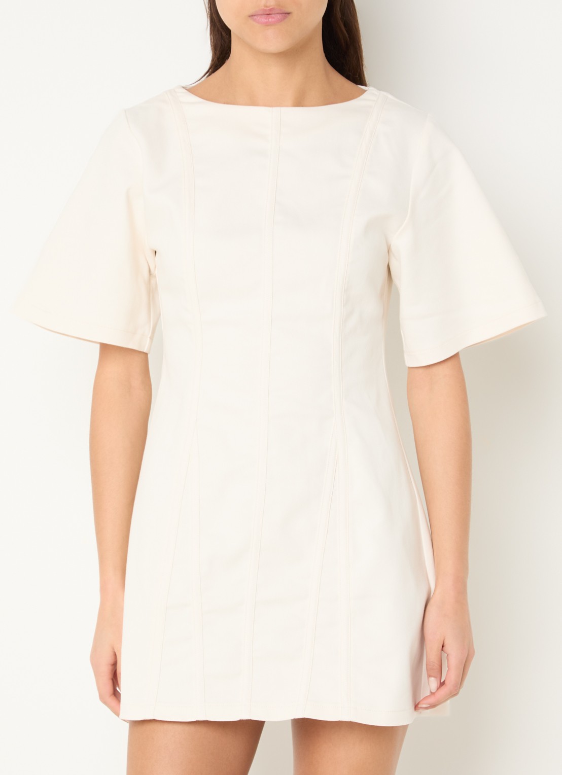 Laagam Rosette mini jurk met stretch - detail 4 gebroken wit