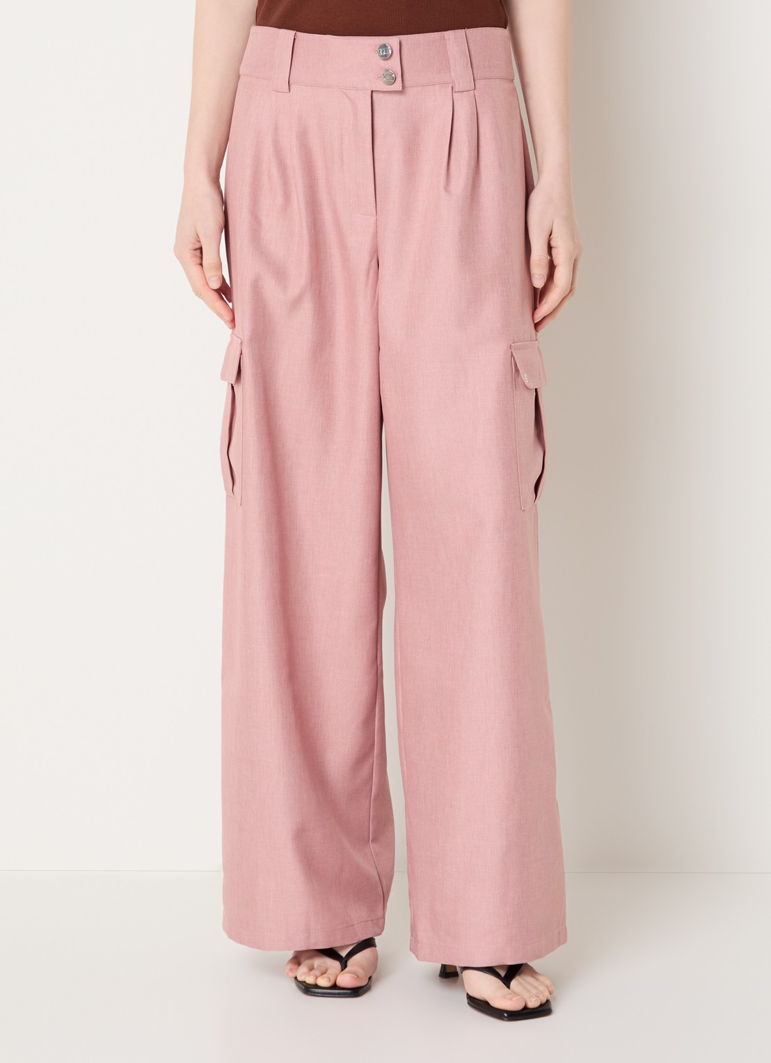 Laagam Tirsa high waist loose fit cargobroek met steekzakken - detail 4 roze