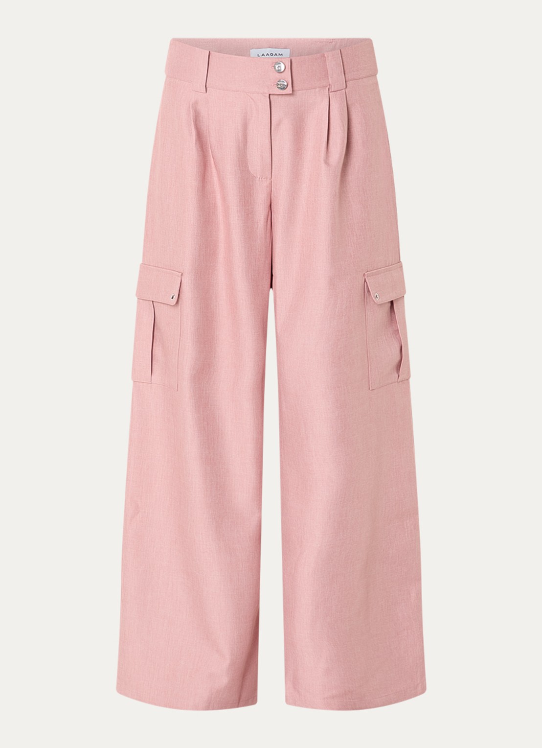 Laagam Tirsa high waist loose fit cargobroek met steekzakken - voorkant 2 roze