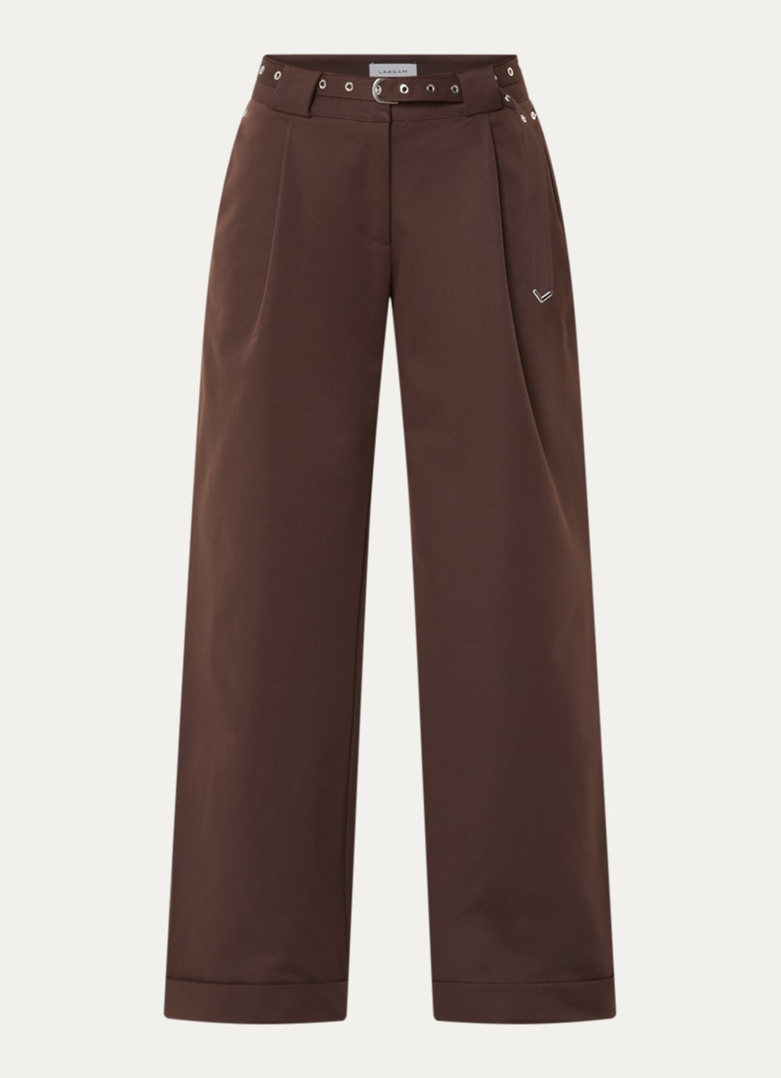 Laagam Valea high waist straight fit broek met steekzakken - voorkant bruin