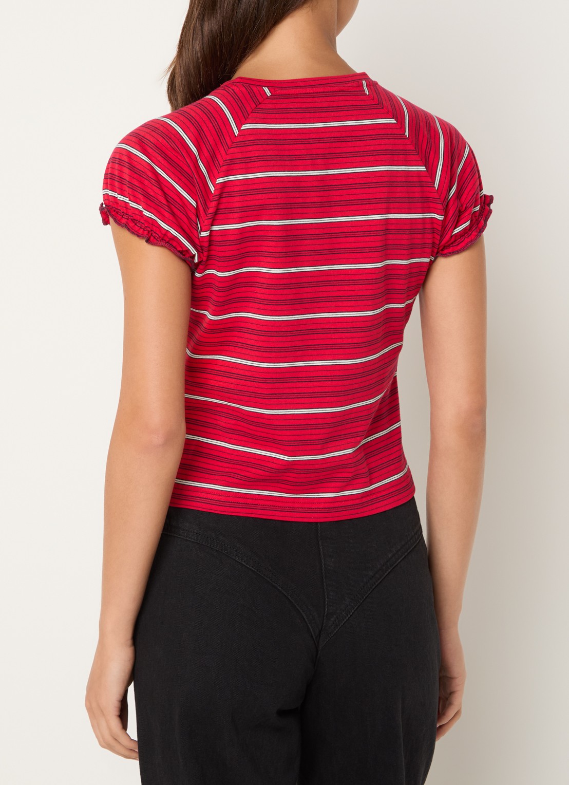 Laagam Zaira T-shirt met streepprint - achterkant 3 rood