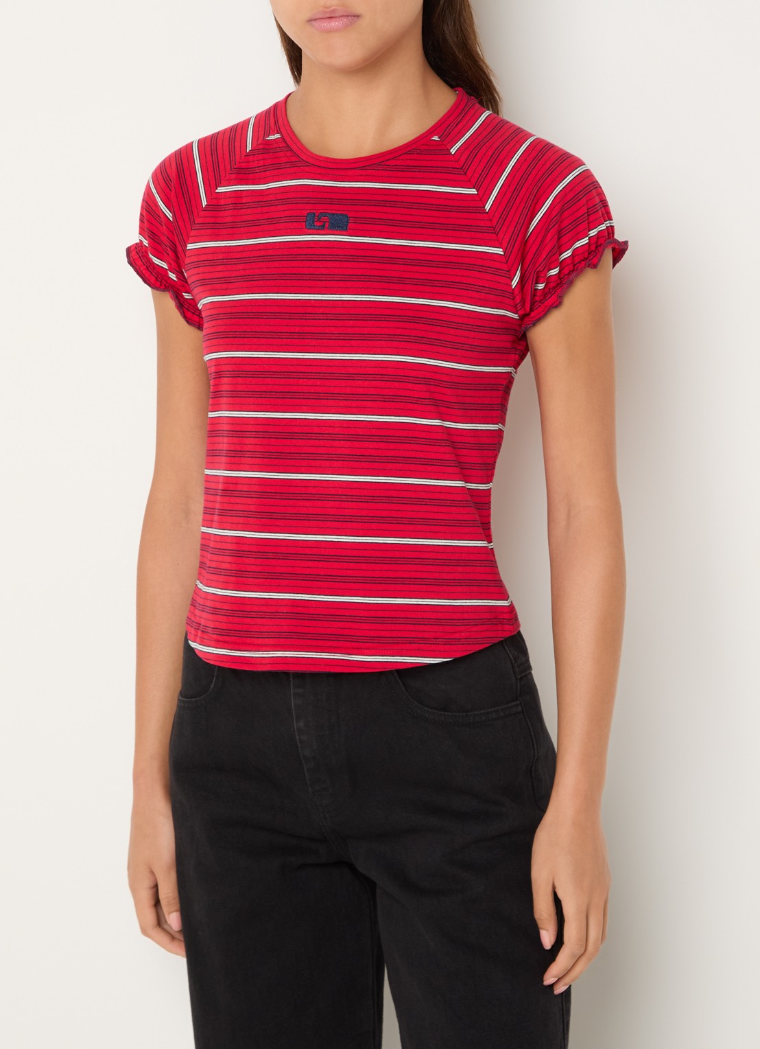 Laagam Zaira T-shirt met streepprint - detail 4 rood