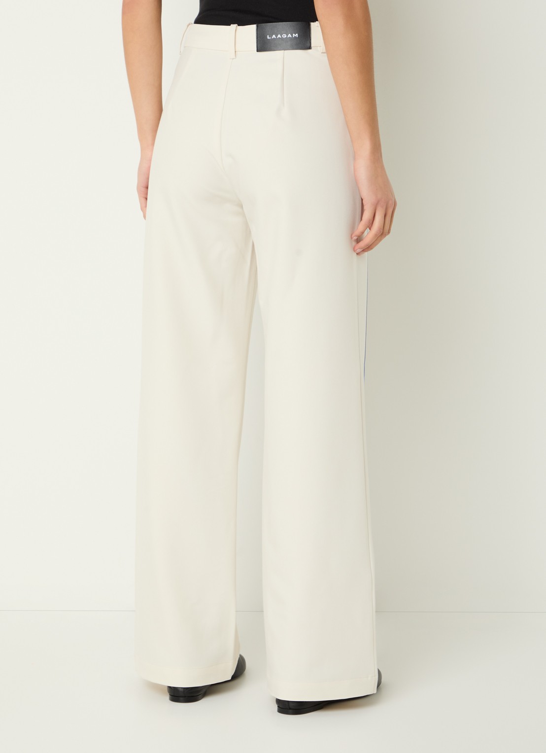 Laagam Zion straight fit pantalon met streepprint - achterkant 4 gebroken wit