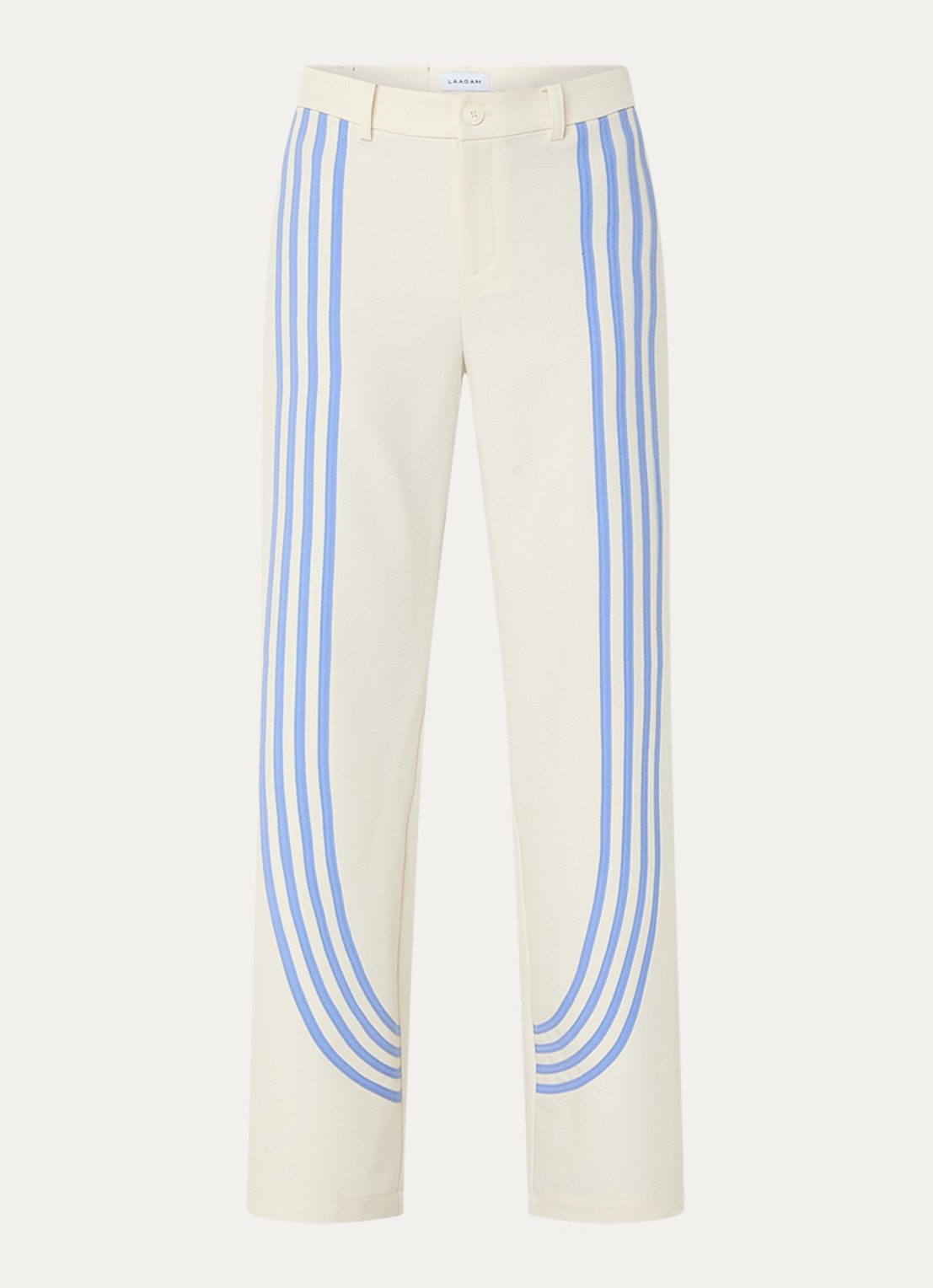 Laagam Zion straight fit pantalon met streepprint - voorkant 2 gebroken wit