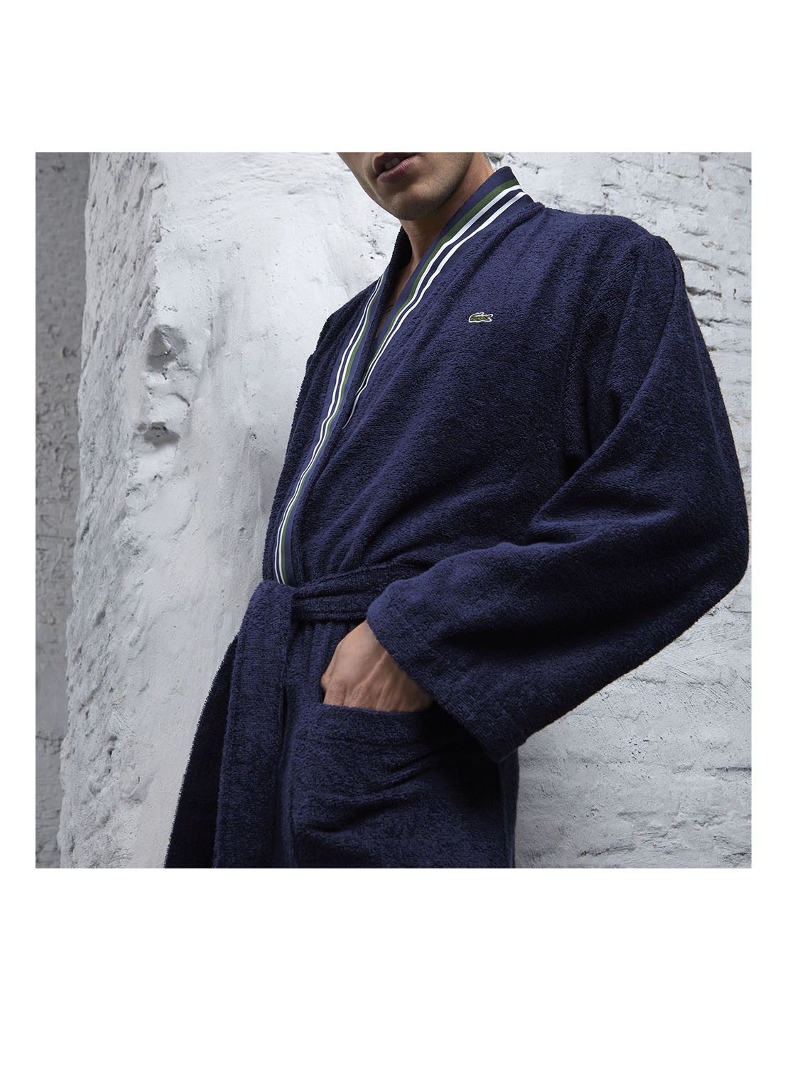 Lacoste Club badjas van  katoen - detail 4 donkerblauw
