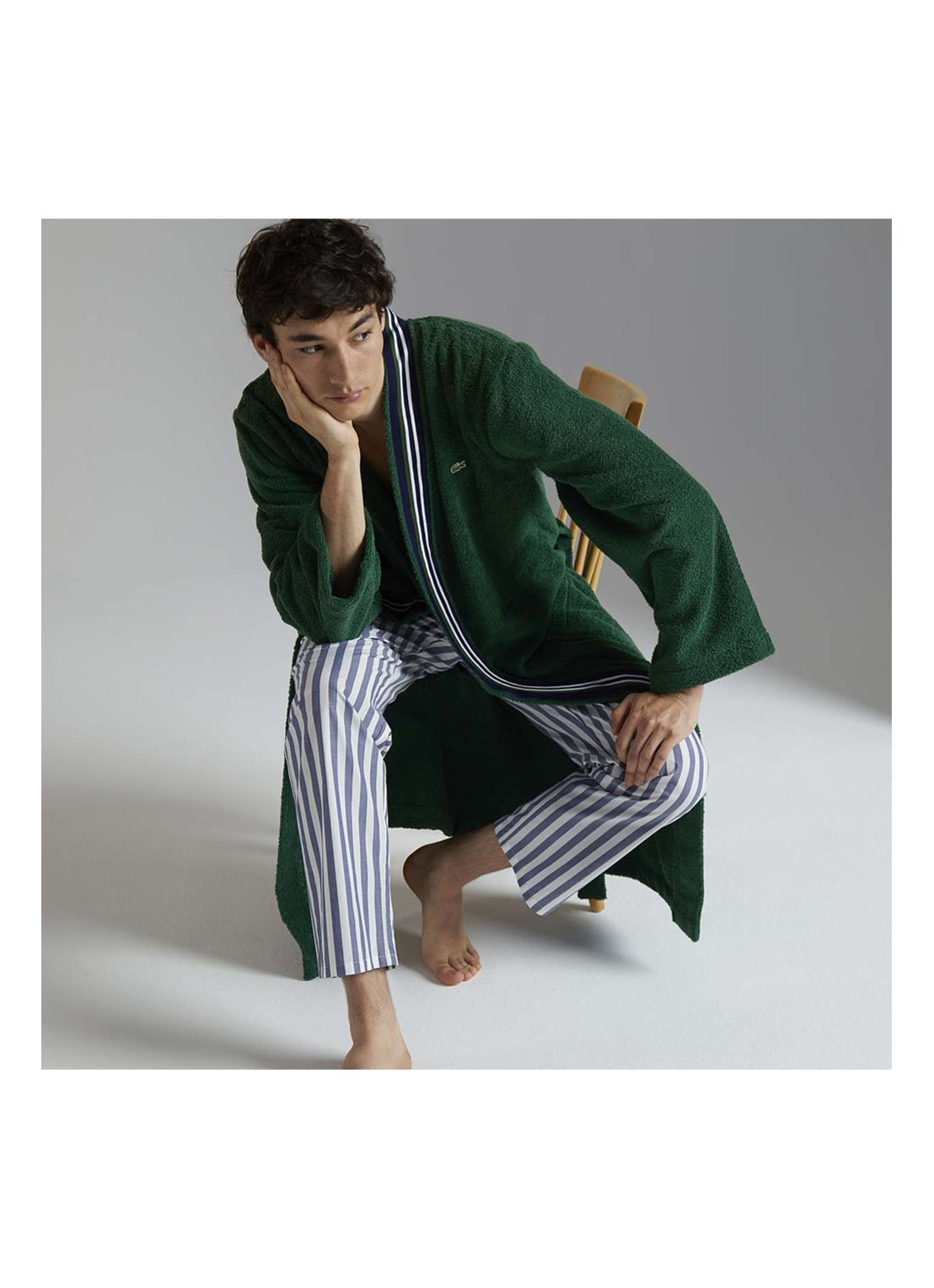 Lacoste Club badjas van  katoen - voorkant 2 groen