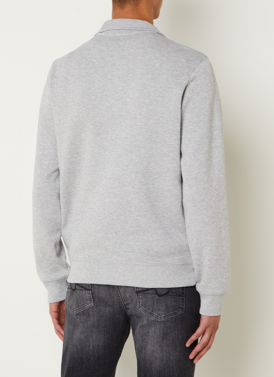 Lacoste Fijngebreide pullover met halve rits - achterkant 2 grijsmele
