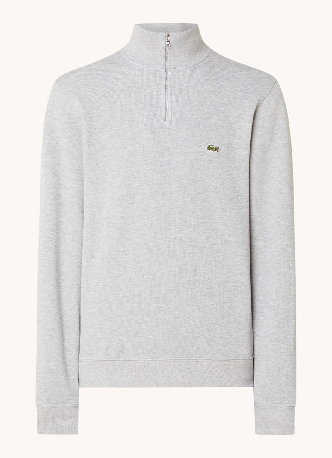 Lacoste Fijngebreide pullover met halve rits - voorkant 3 grijsmele