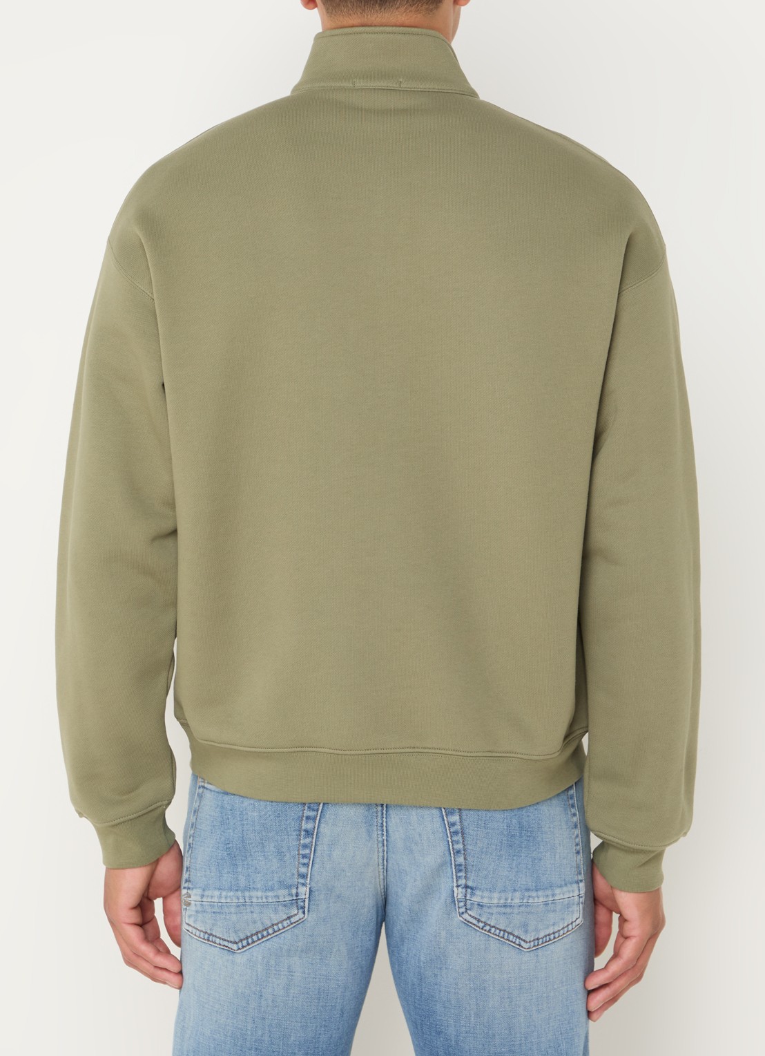 Lacoste Fijngebreide pullover met halve rits - achterkant 4 mosgroen