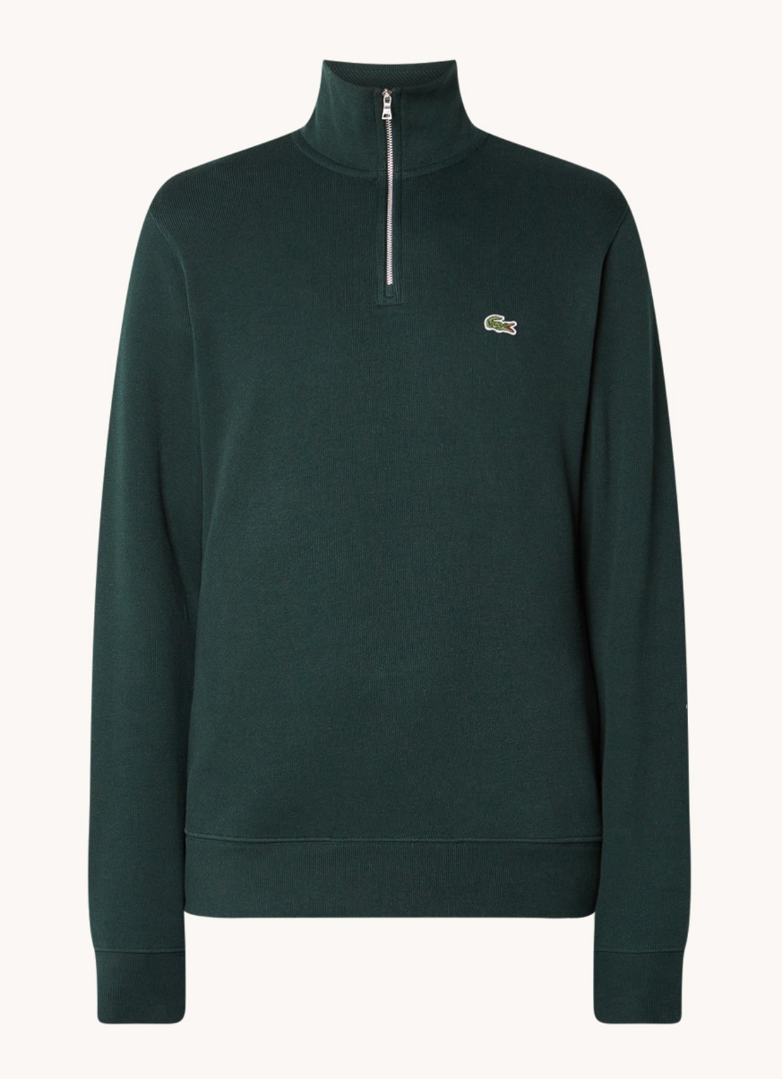Lacoste Fijngebreide pullover met halve rits - voorkant 9 groen