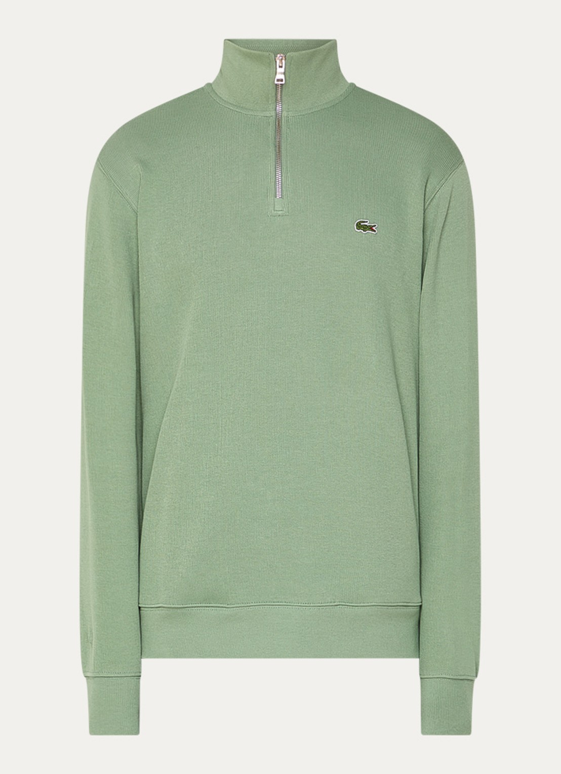 Lacoste Fijngebreide pullover met halve rits - voorkant groen