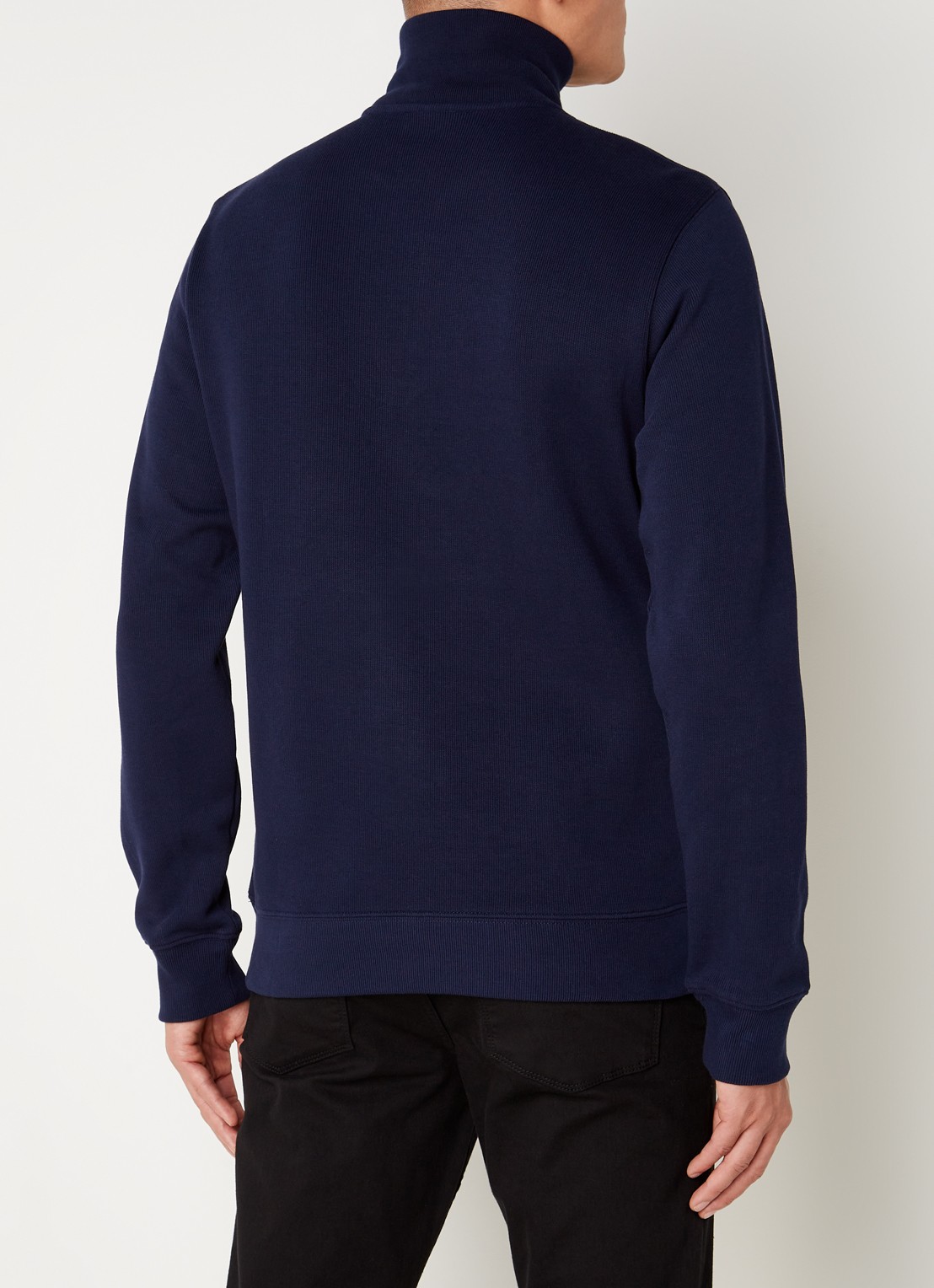 Lacoste Fijngebreide pullover met halve rits - achterkant 5 donkerblauw