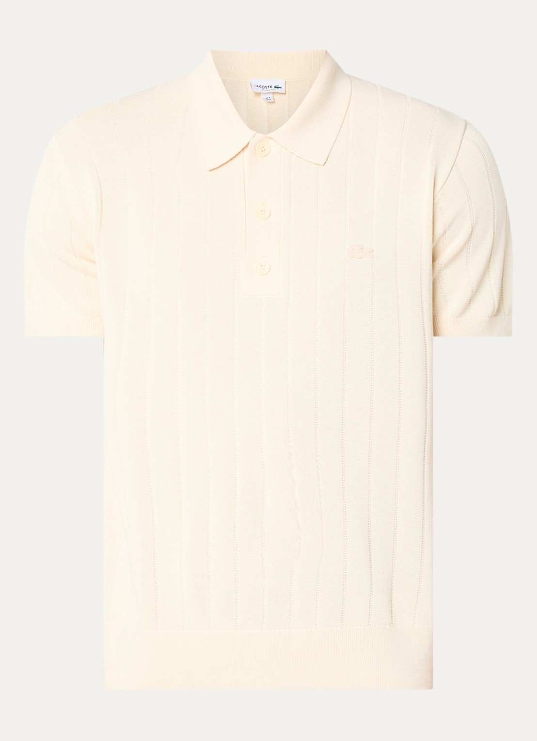 Lacoste Fijngebreide pullover met logo - voorkant 3 creme