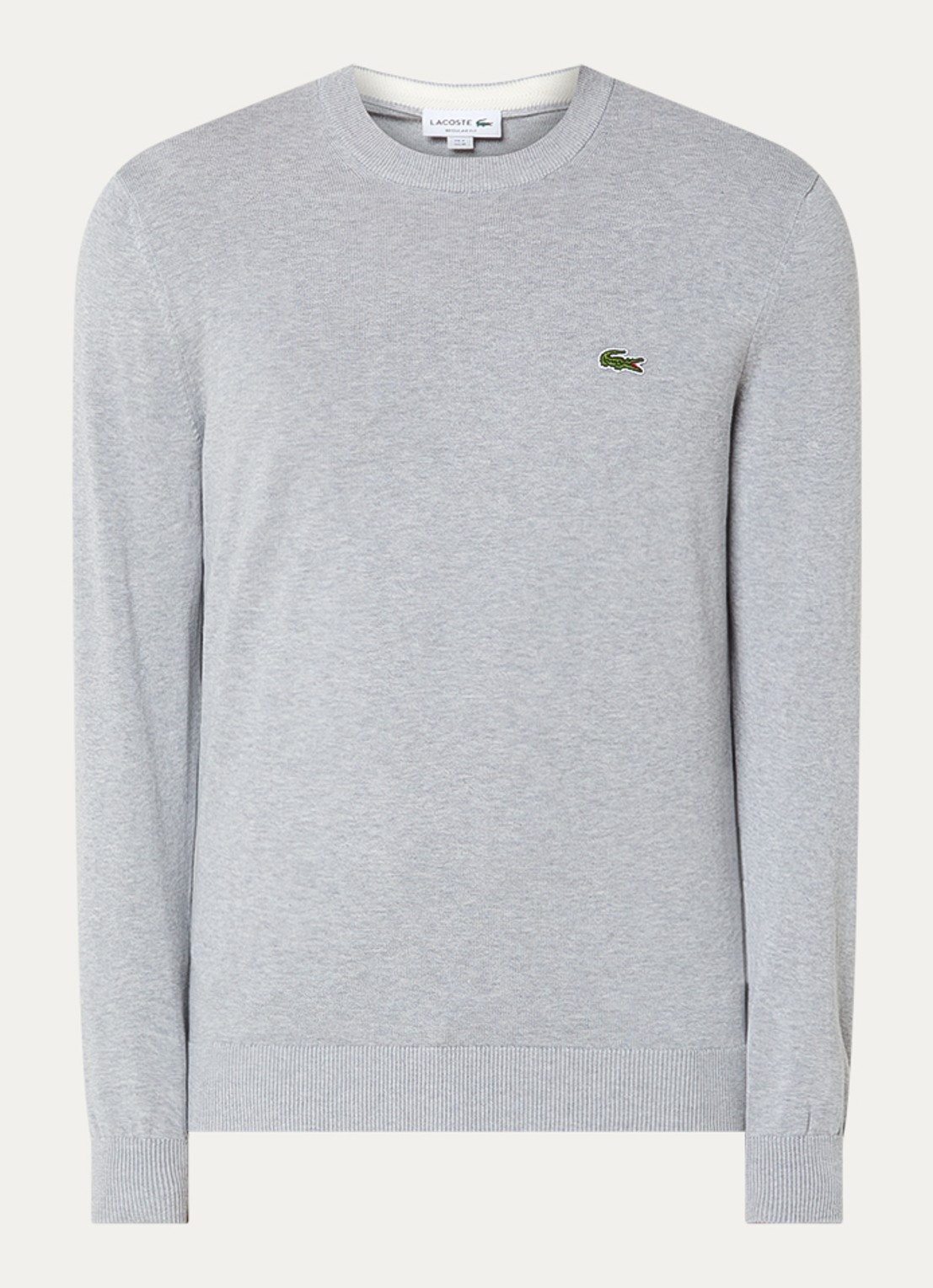 Lacoste Fijngebreide pullover met logo - voorkant grijs