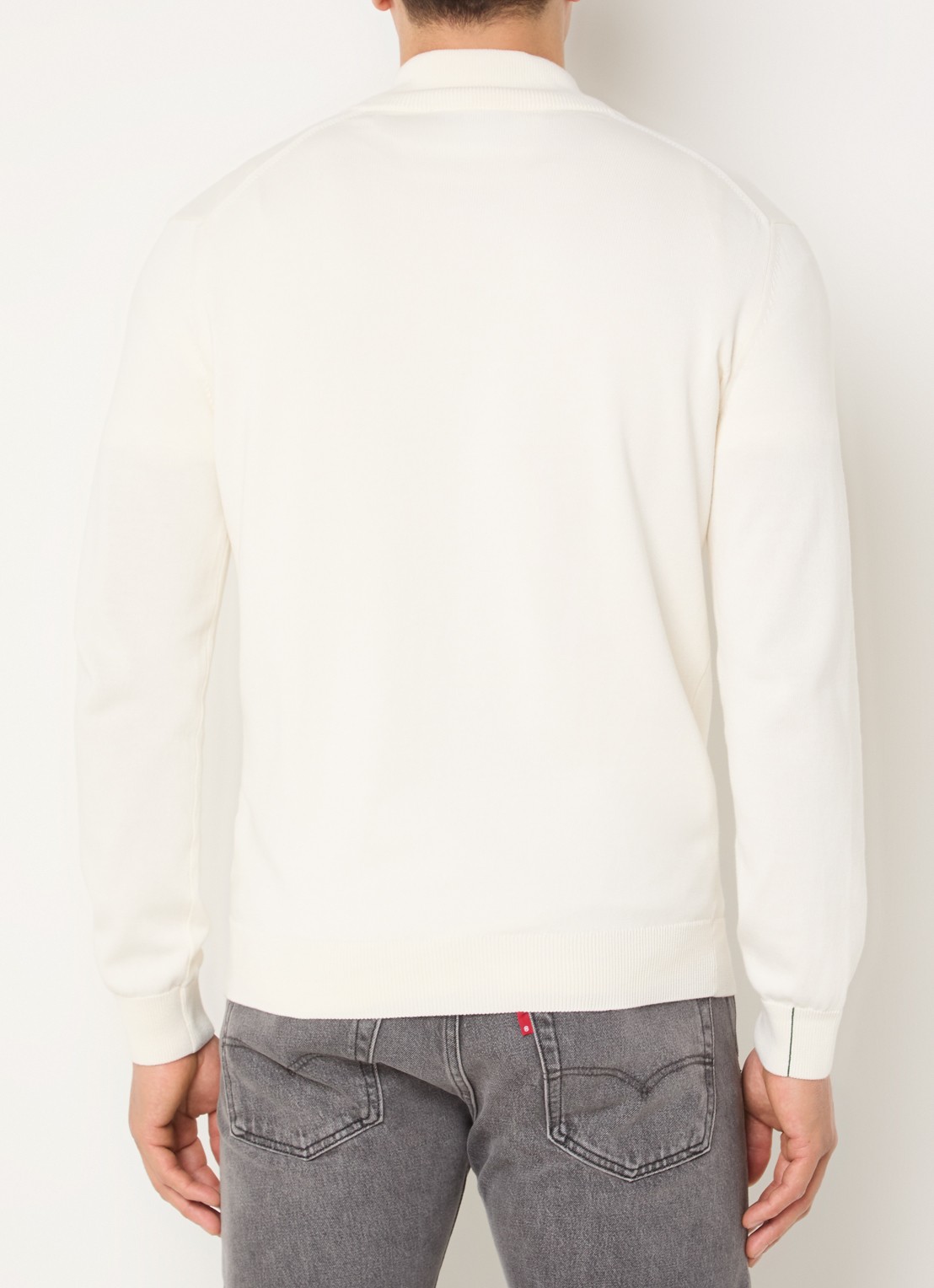 Lacoste Fijngebreide pullover met logo - achterkant gebroken wit