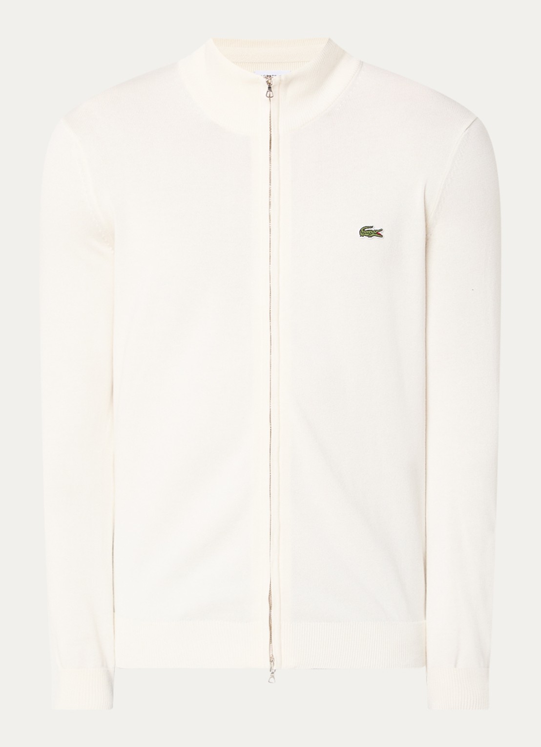 Lacoste Fijngebreide pullover met logo - voorkant 2 gebroken wit