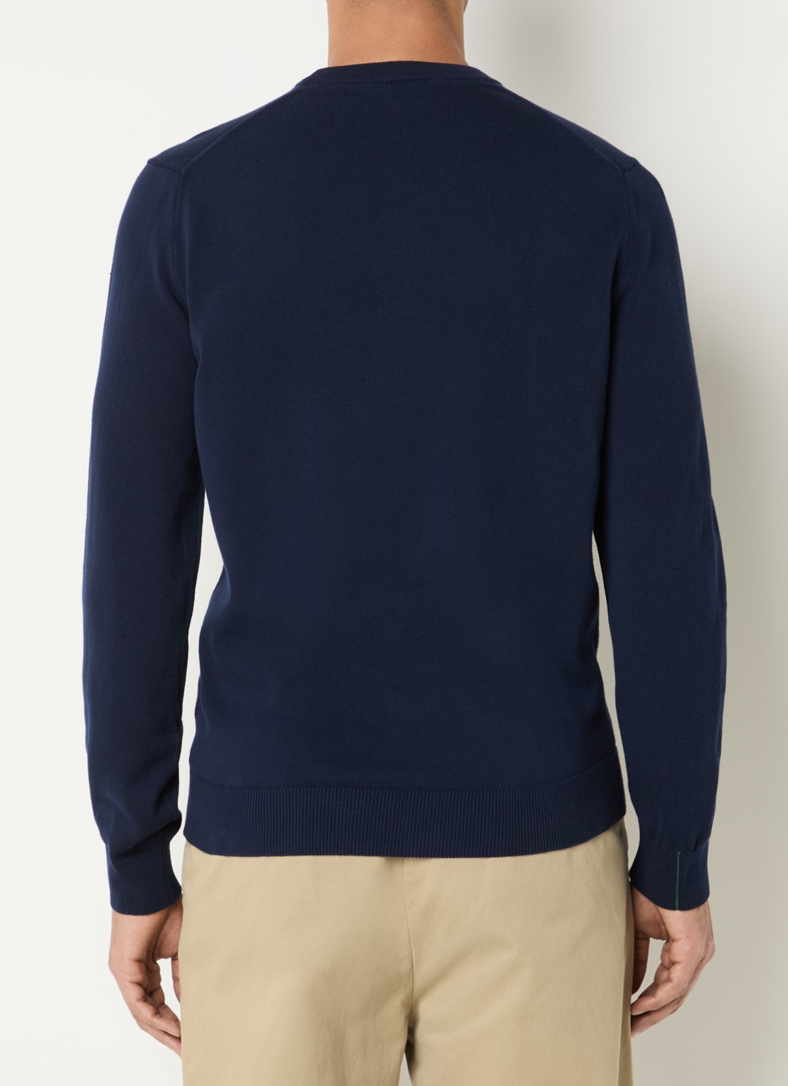 Lacoste Fijngebreide pullover met logo - achterkant 3 donkerblauw