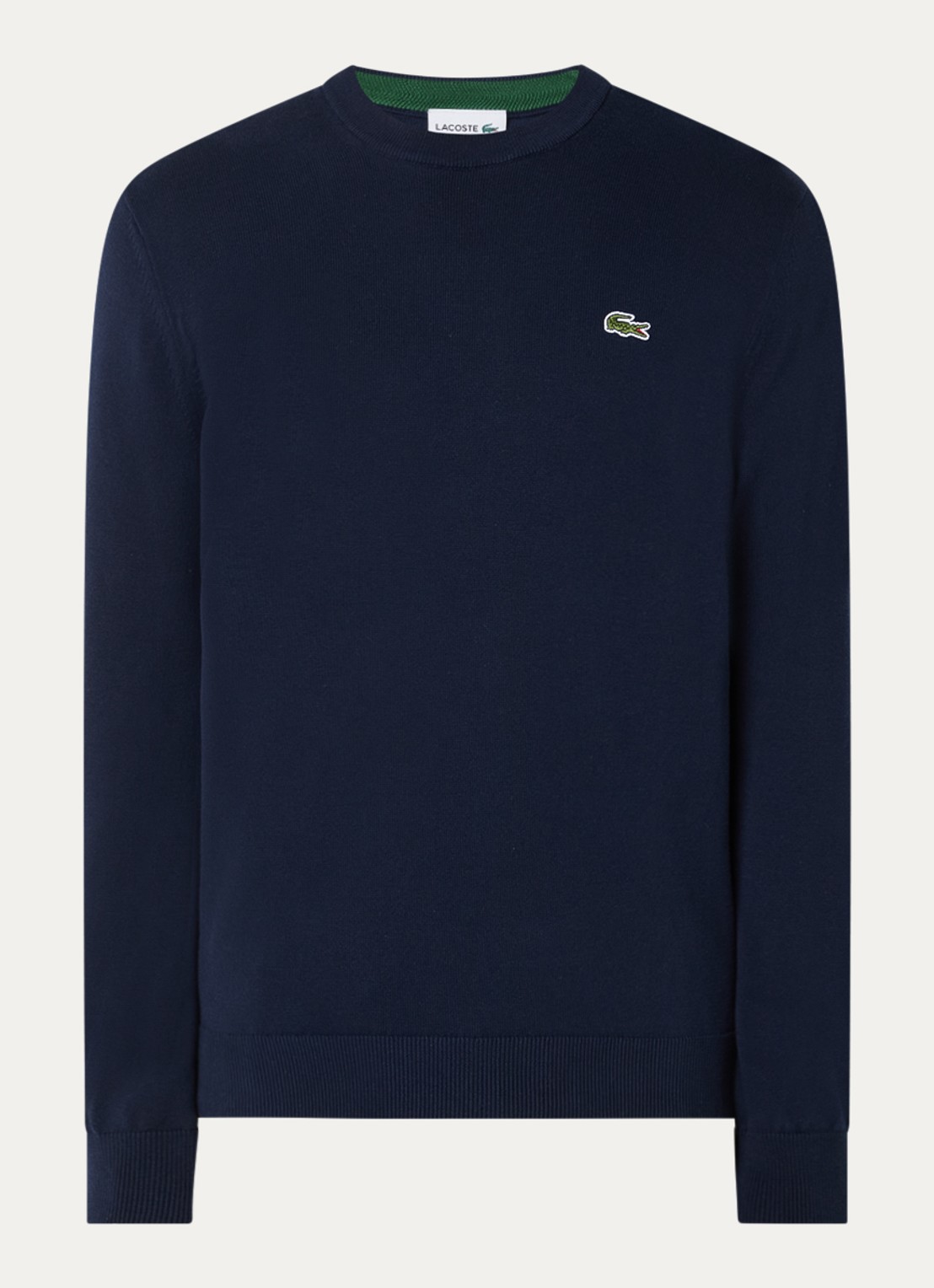 Lacoste Fijngebreide pullover met logo - voorkant donkerblauw