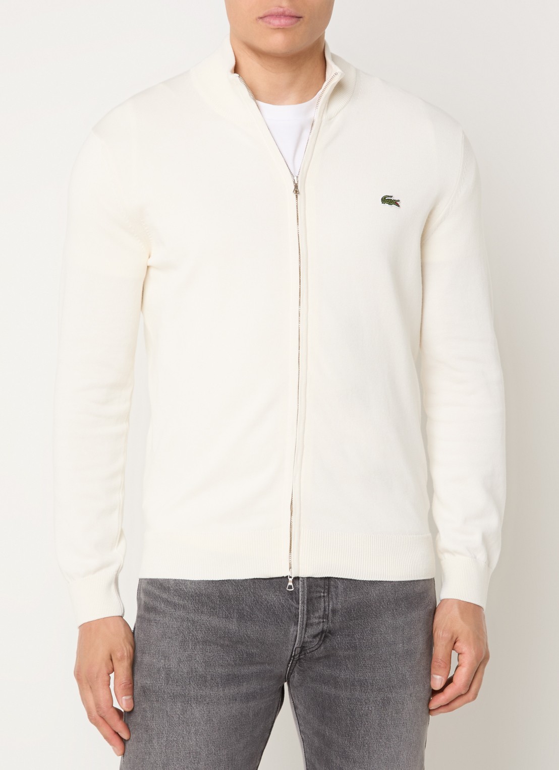 Lacoste Fijngebreide pullover met logo - detail 11 gebroken wit