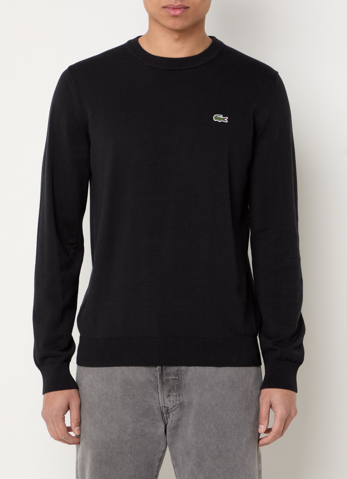 Lacoste Fijngebreide trui met logoborduring - detail 4 zwart