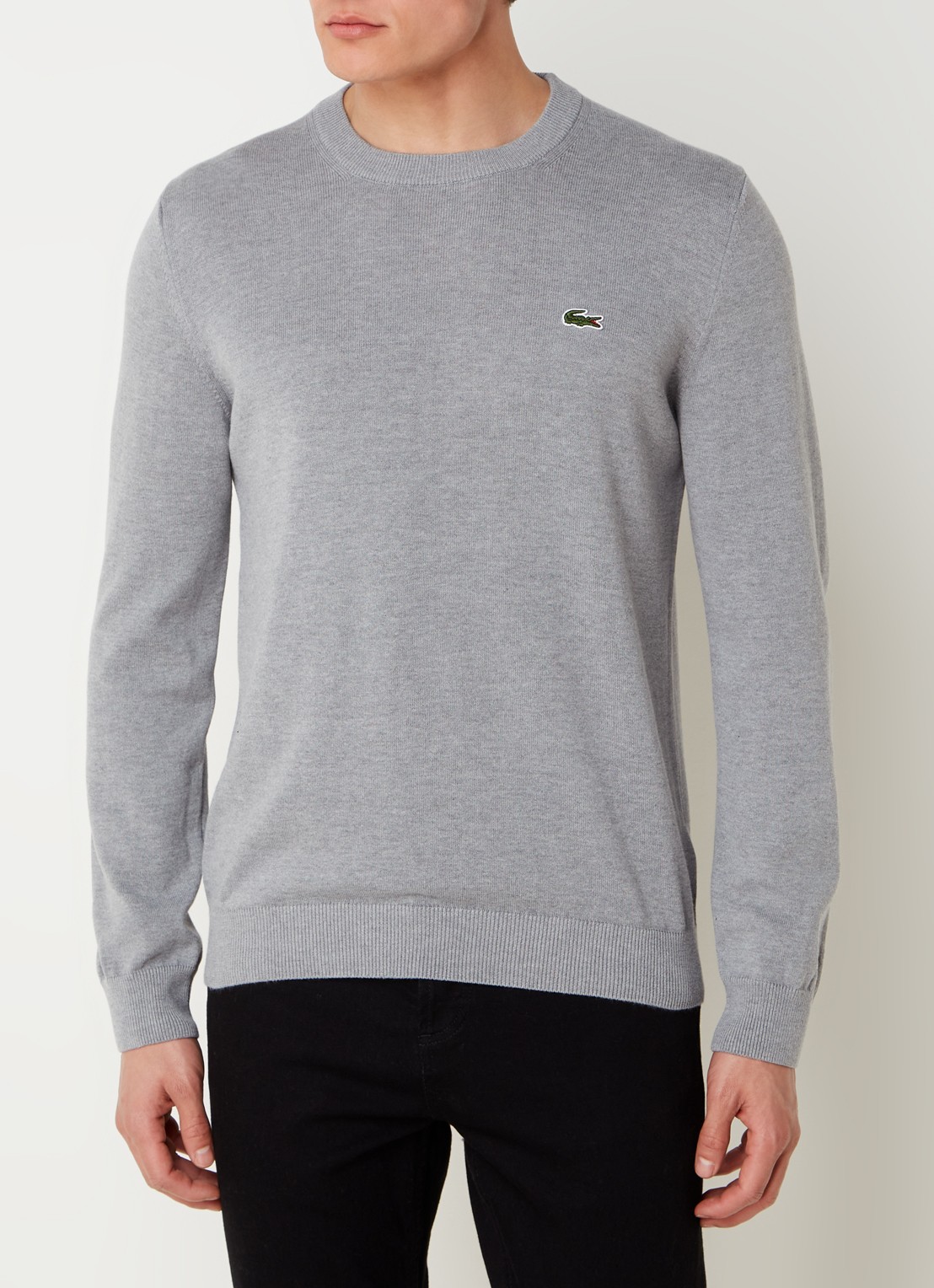 Lacoste Fijngebreide trui met logoborduring - detail 4 grijs
