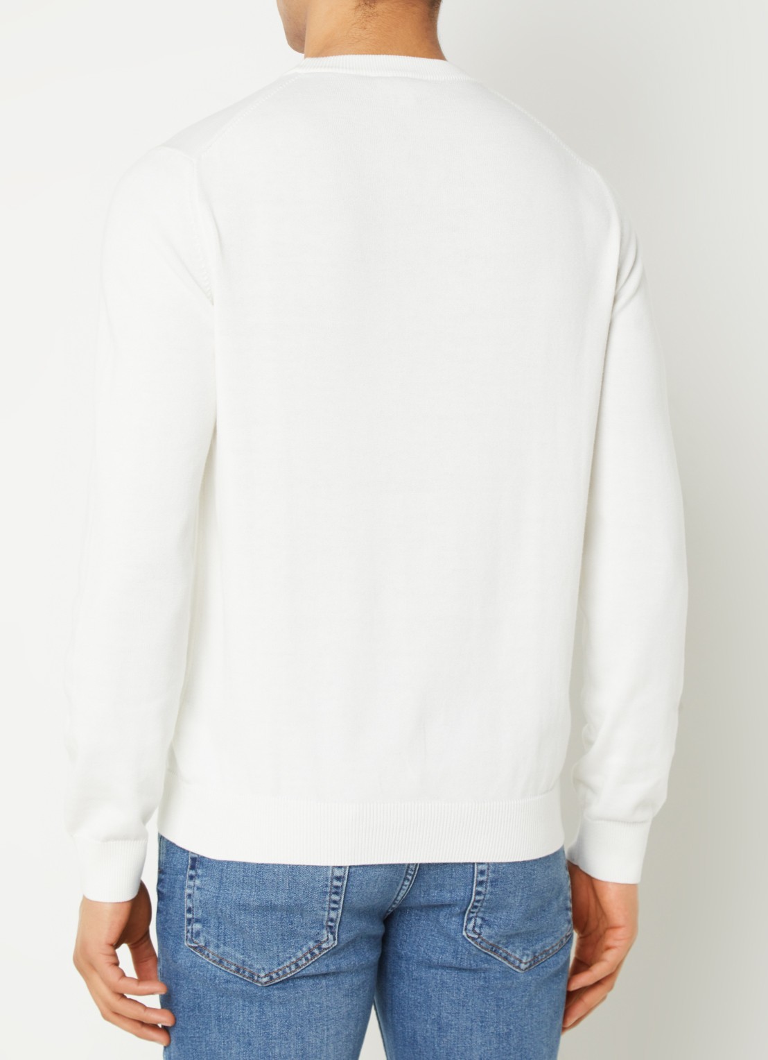 Lacoste Fijngebreide trui met logoborduring - achterkant 4 gebroken wit