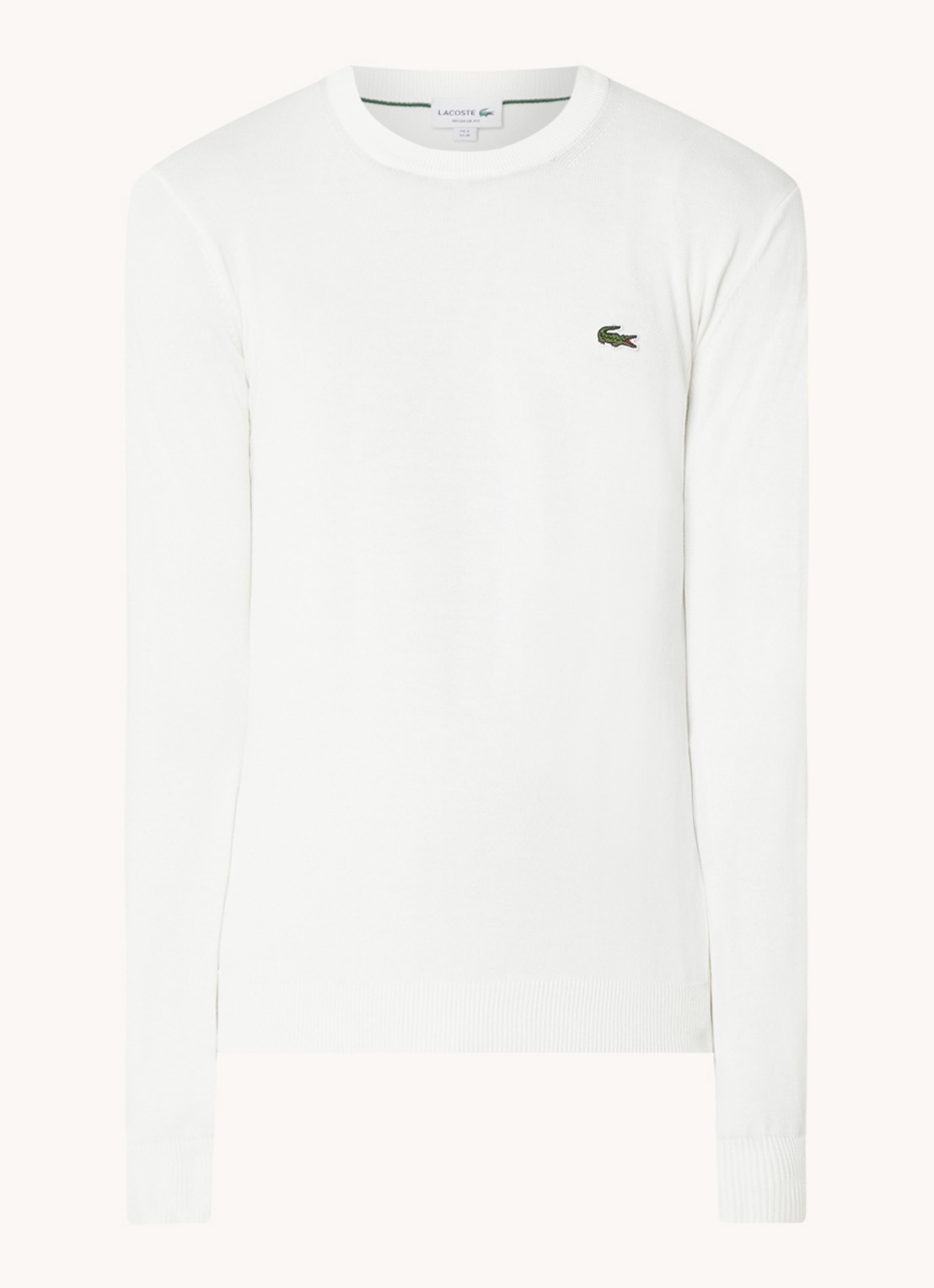 Lacoste Fijngebreide trui met logoborduring - voorkant 2 gebroken wit