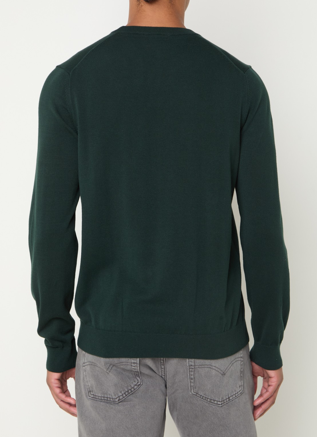 Lacoste Fijngebreide trui met logoborduring - achterkant 3 groen