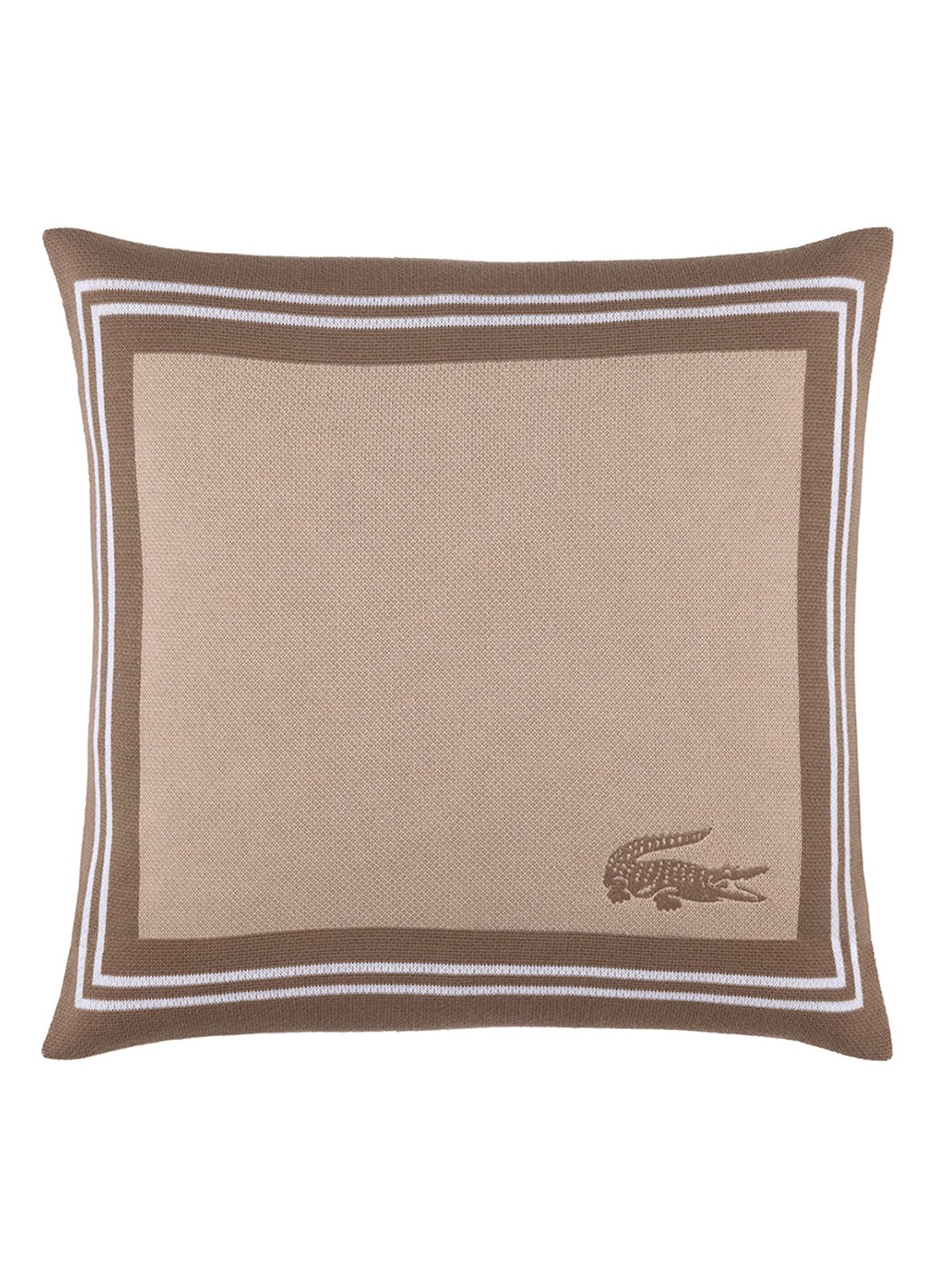 Lacoste Frame sierkussenhoes 45 x 45 cm - voorkant beige