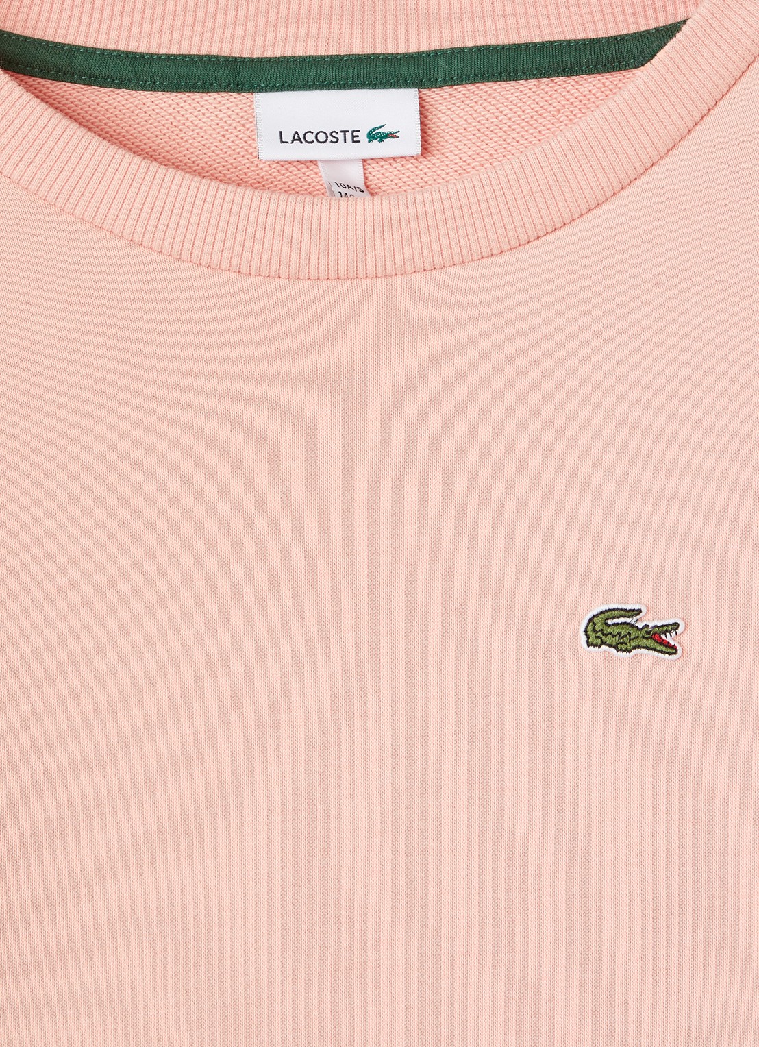 Lacoste French Terry sweater met logo - detail zalmroze