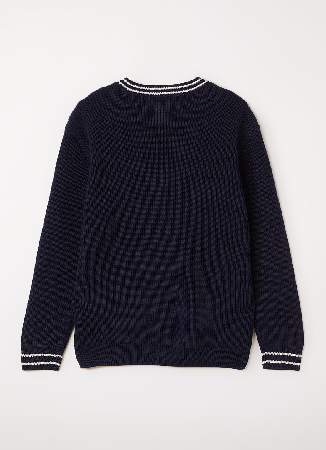 Lacoste Grofgebreid vest in wolblend - achterkant 3 donkerblauw