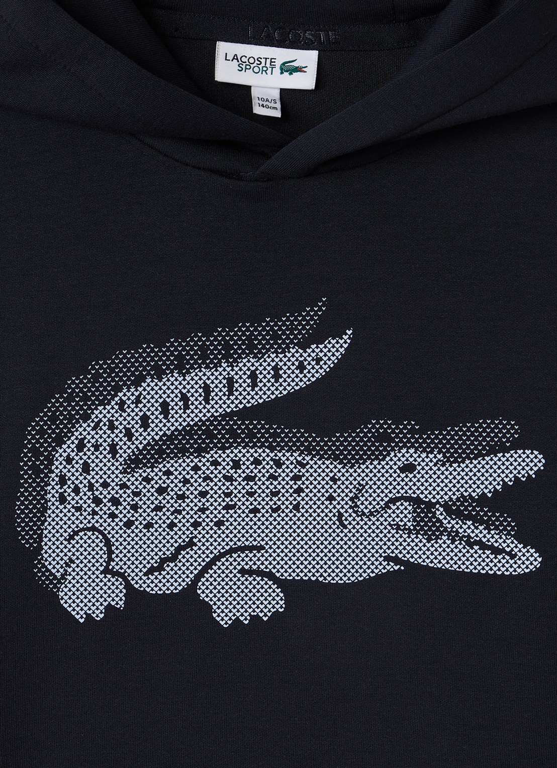 Lacoste Hoodie met logoprint - detail donkerblauw
