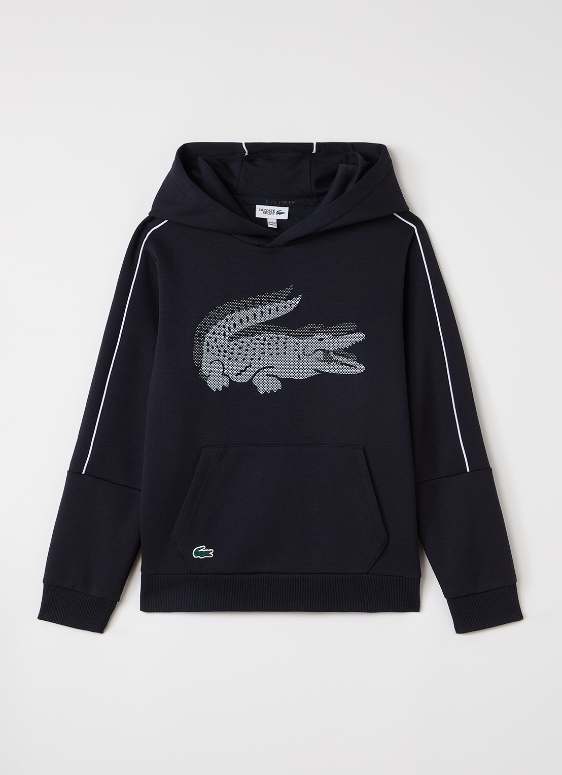 Lacoste Hoodie met logoprint - voorkant 2 donkerblauw
