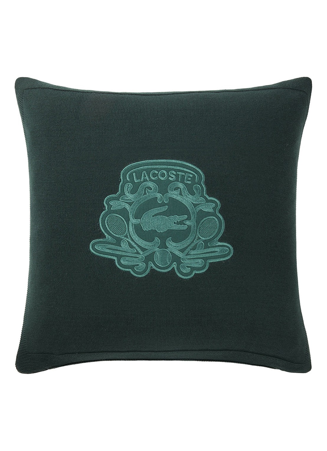Lacoste L Blason sierkussenhoes 45 x 45 cm - voorkant bronsgroen