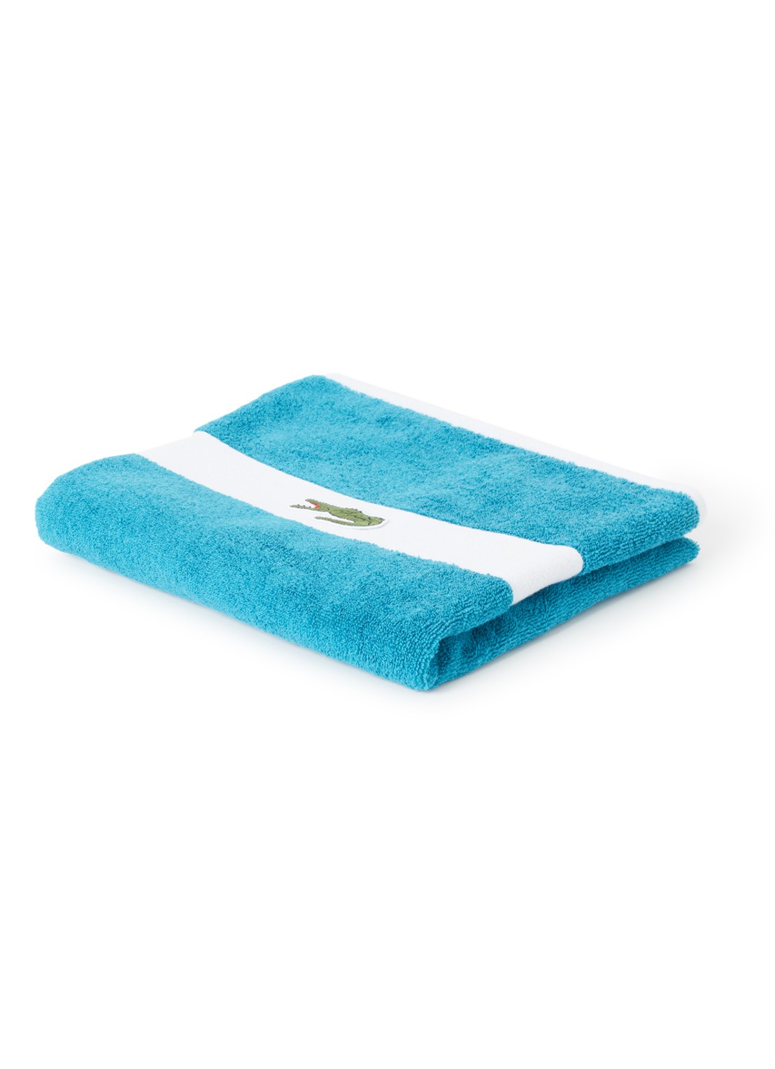 Lacoste L Casual badhanddoek - 450 gr/m² - 55 x 100 cm - voorkant aquablauw