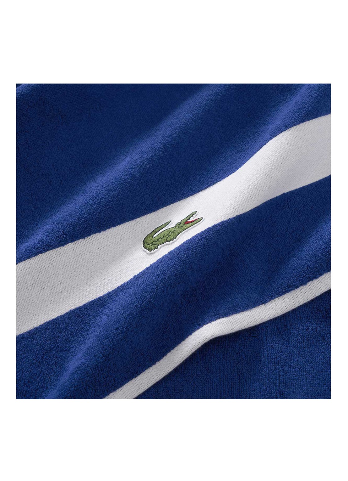 Lacoste L Casual badhanddoek - 450 gr/m² - 55 x 100 cm - detail kobaltblauw