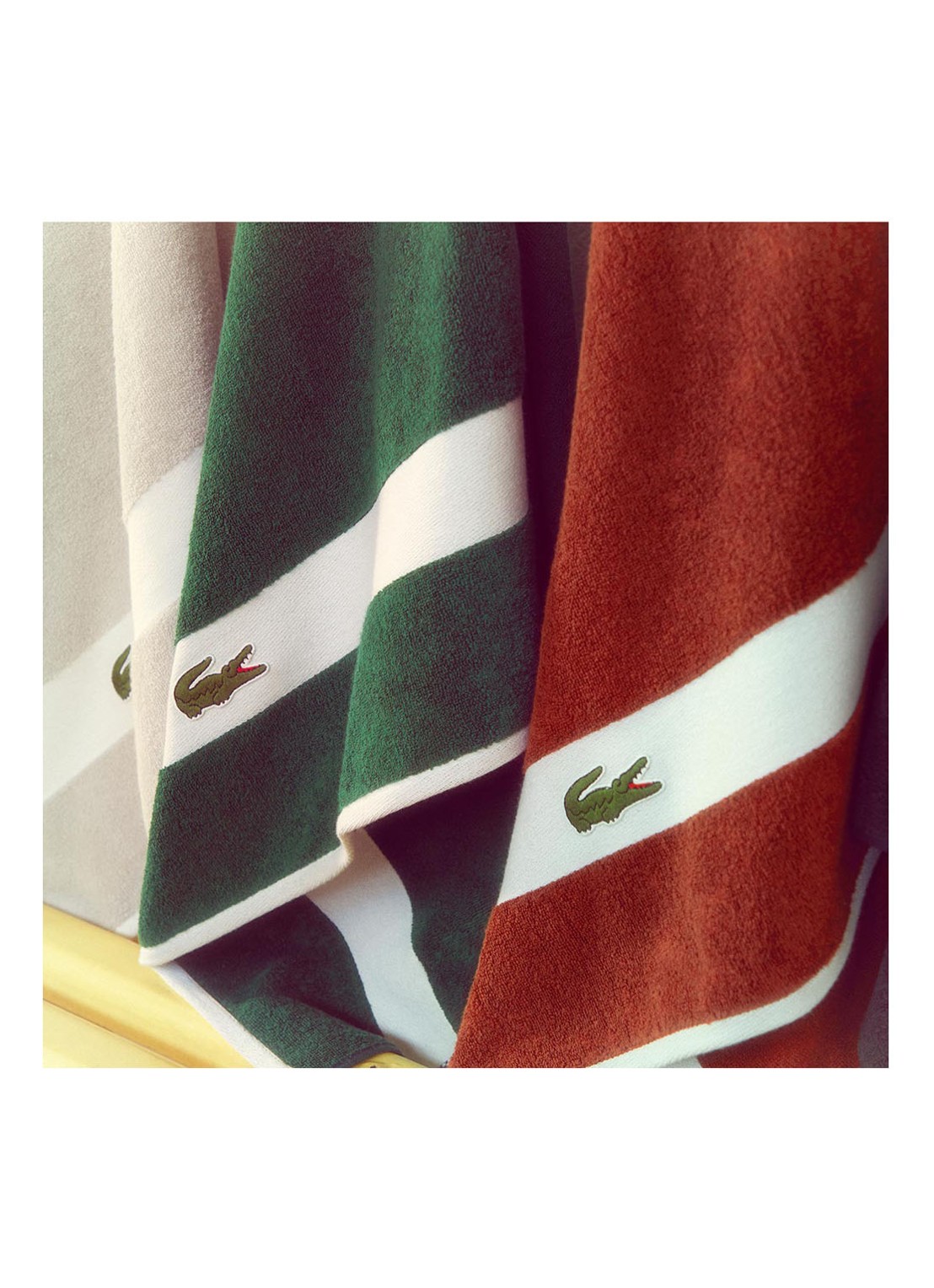 Lacoste L Casual badhanddoek - 450 gr/m² - 55 x 100 cm - detail 3 roestbruin
