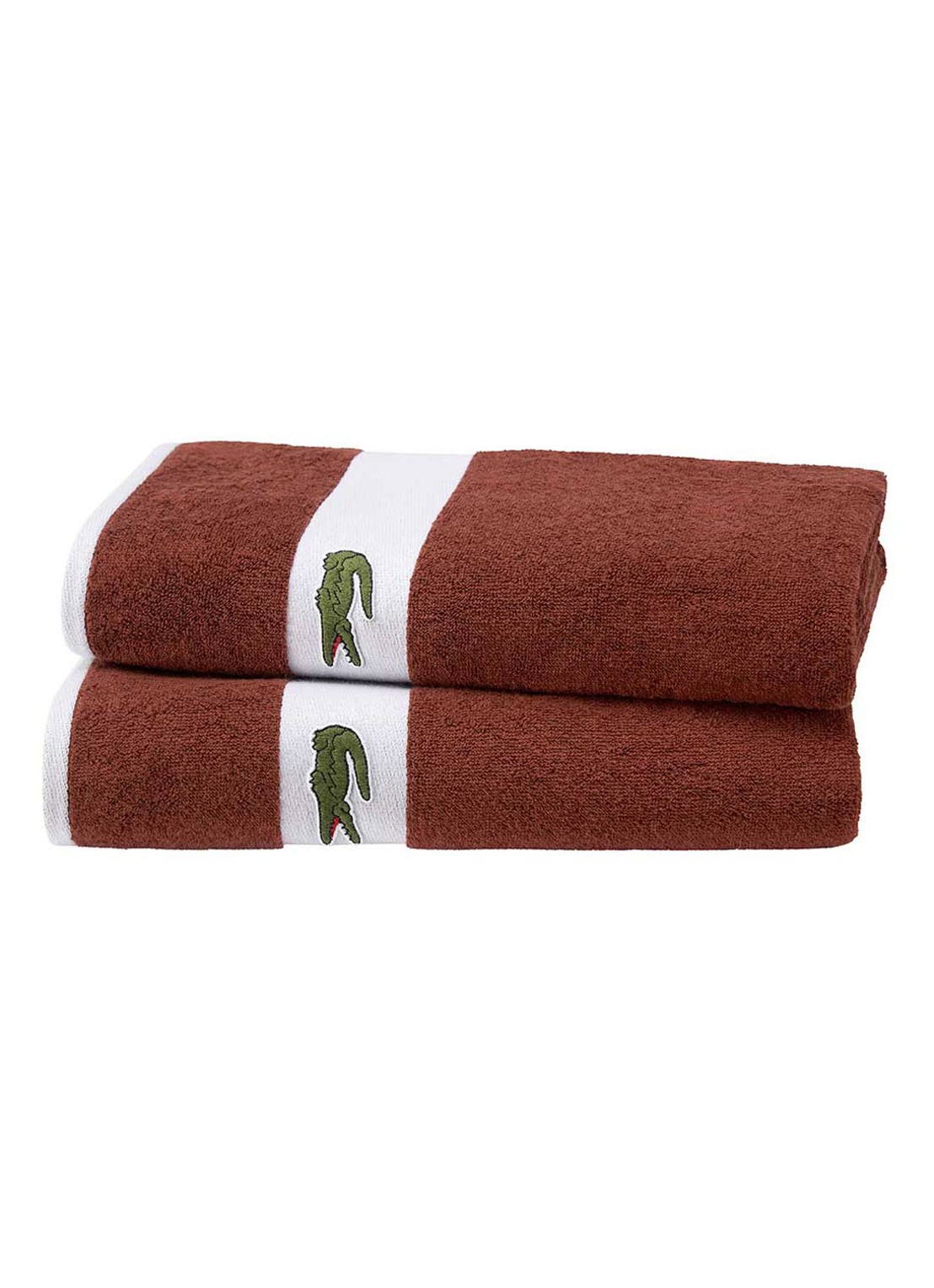 Lacoste L Casual badhanddoek - 450 gr/m² - 55 x 100 cm - voorkant 6 roestbruin