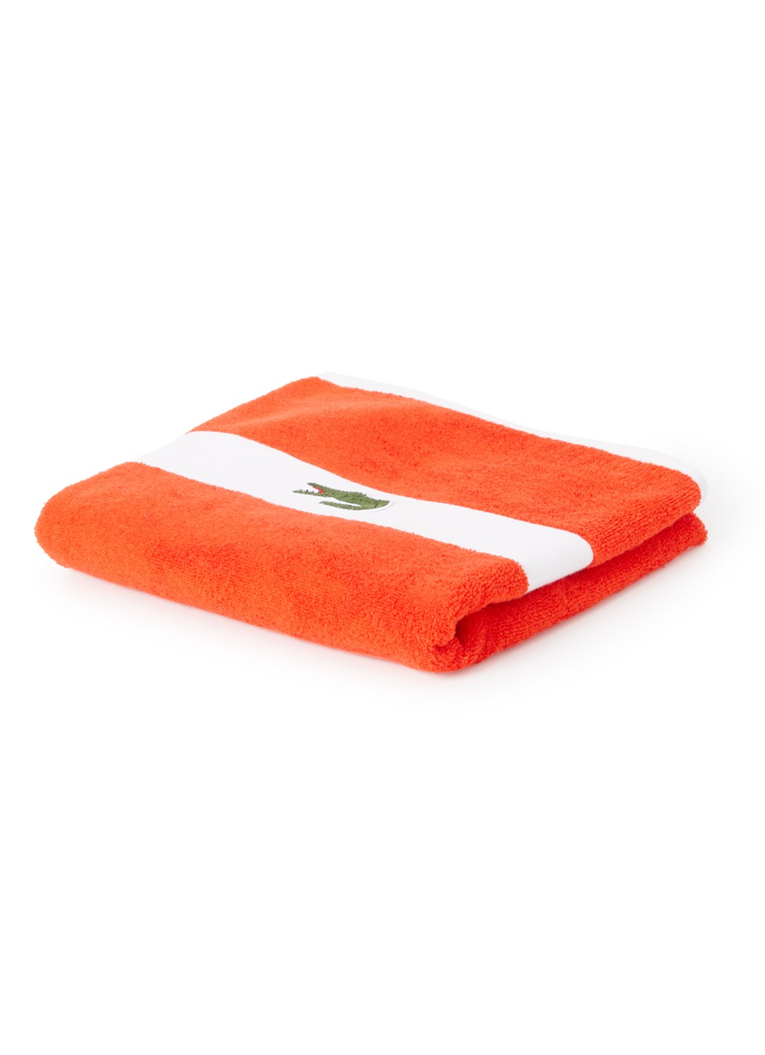 Lacoste L Casual badhanddoek - 450 gr/m² - 55 x 100 cm - voorkant oranjerood