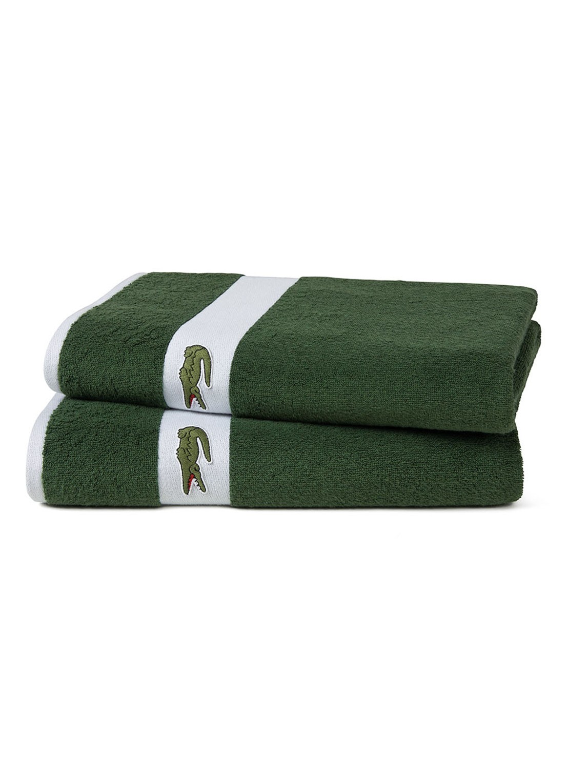 Lacoste L Casual badlaken - 450 gr/m2 - 70 x 140 cm - voorkant 2 groen