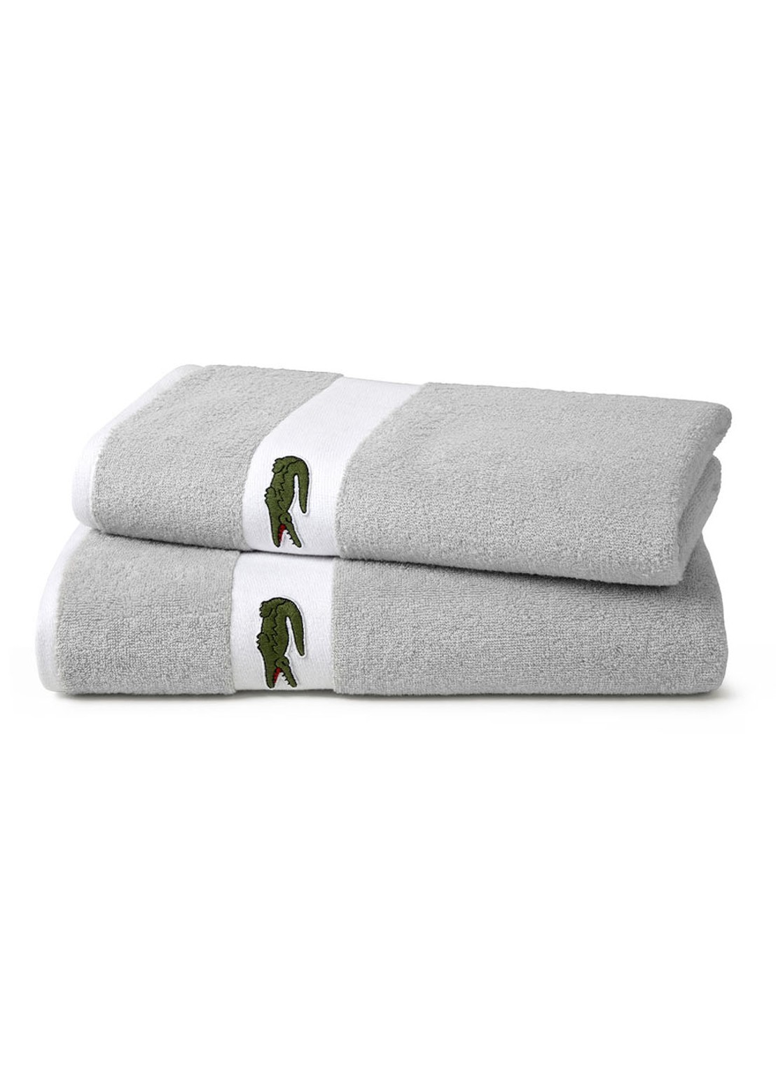 Lacoste L Casual badlaken - 450 gr/m2 - 90 x 150 cm - voorkant 2 zilver