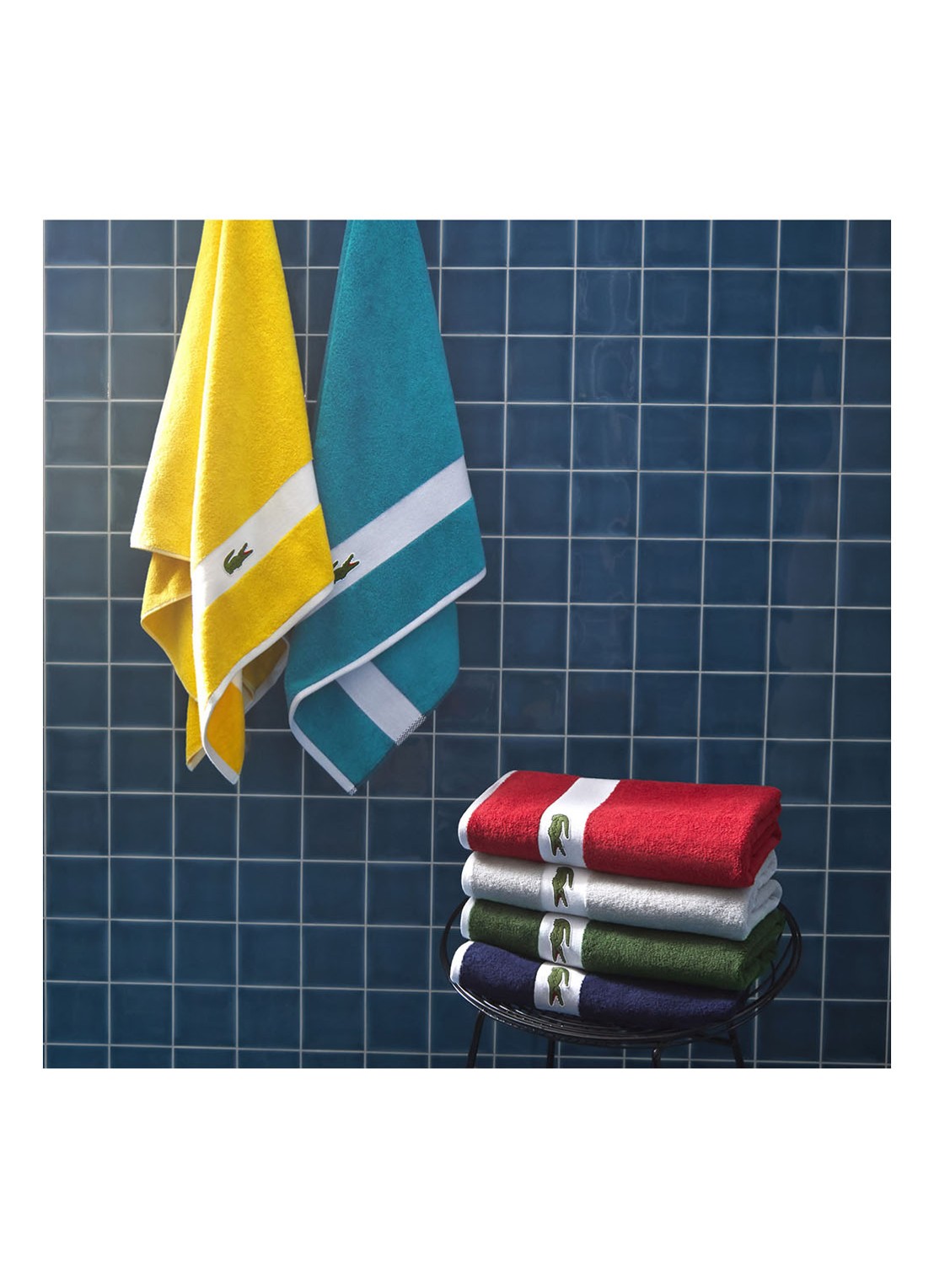 Lacoste L Casual badlaken - 450 gr/m2 - 90 x 150 cm - detail 3 turquoise