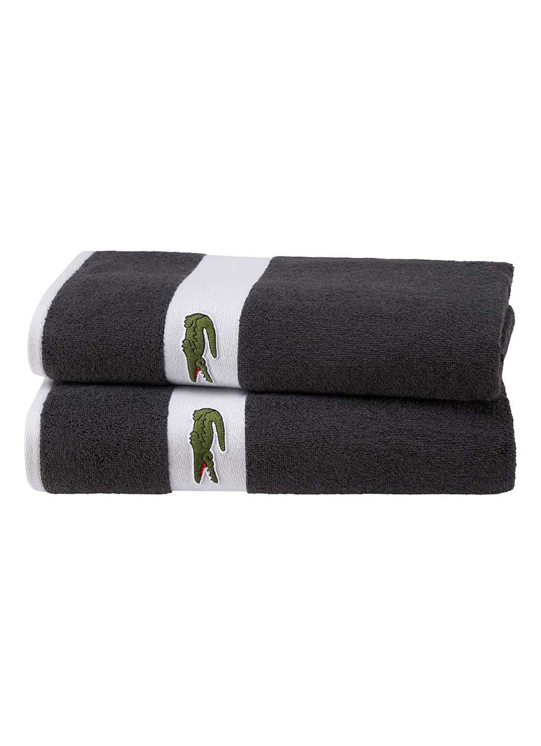 Lacoste L Casual badlaken - 450 gr/m2 - 90 x 150 cm - voorkant 6 zwart