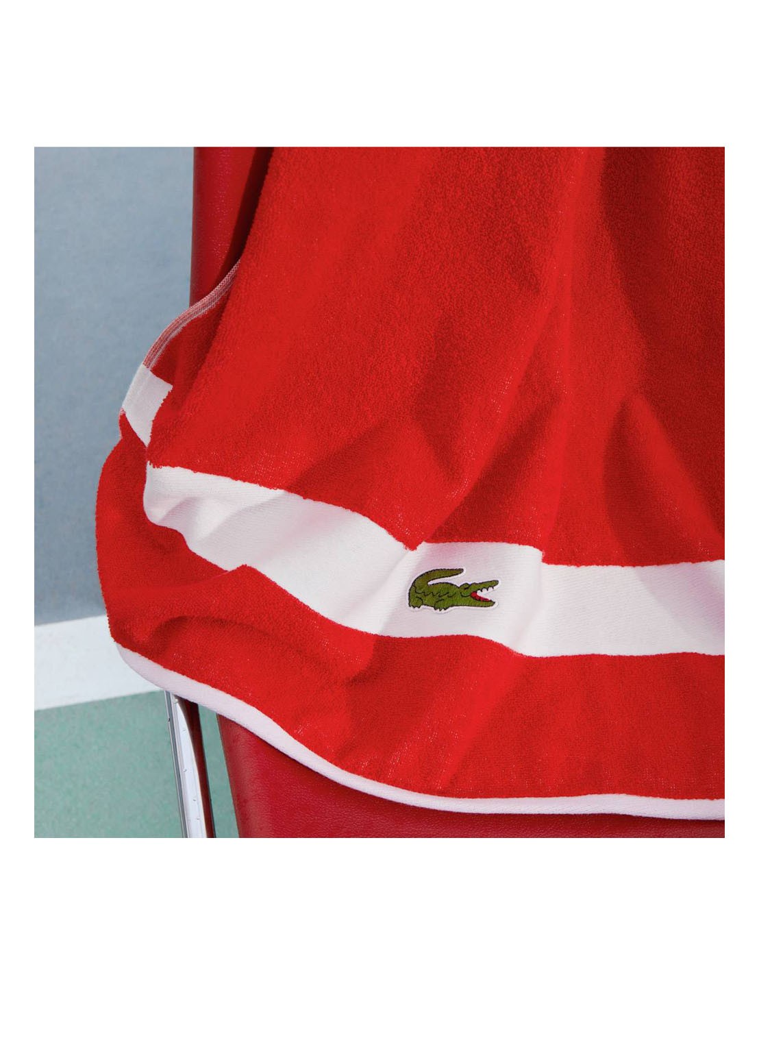 Lacoste L Casual badlaken - 450 gr/m2 - 90 x 150 cm - detail 2 oranjerood